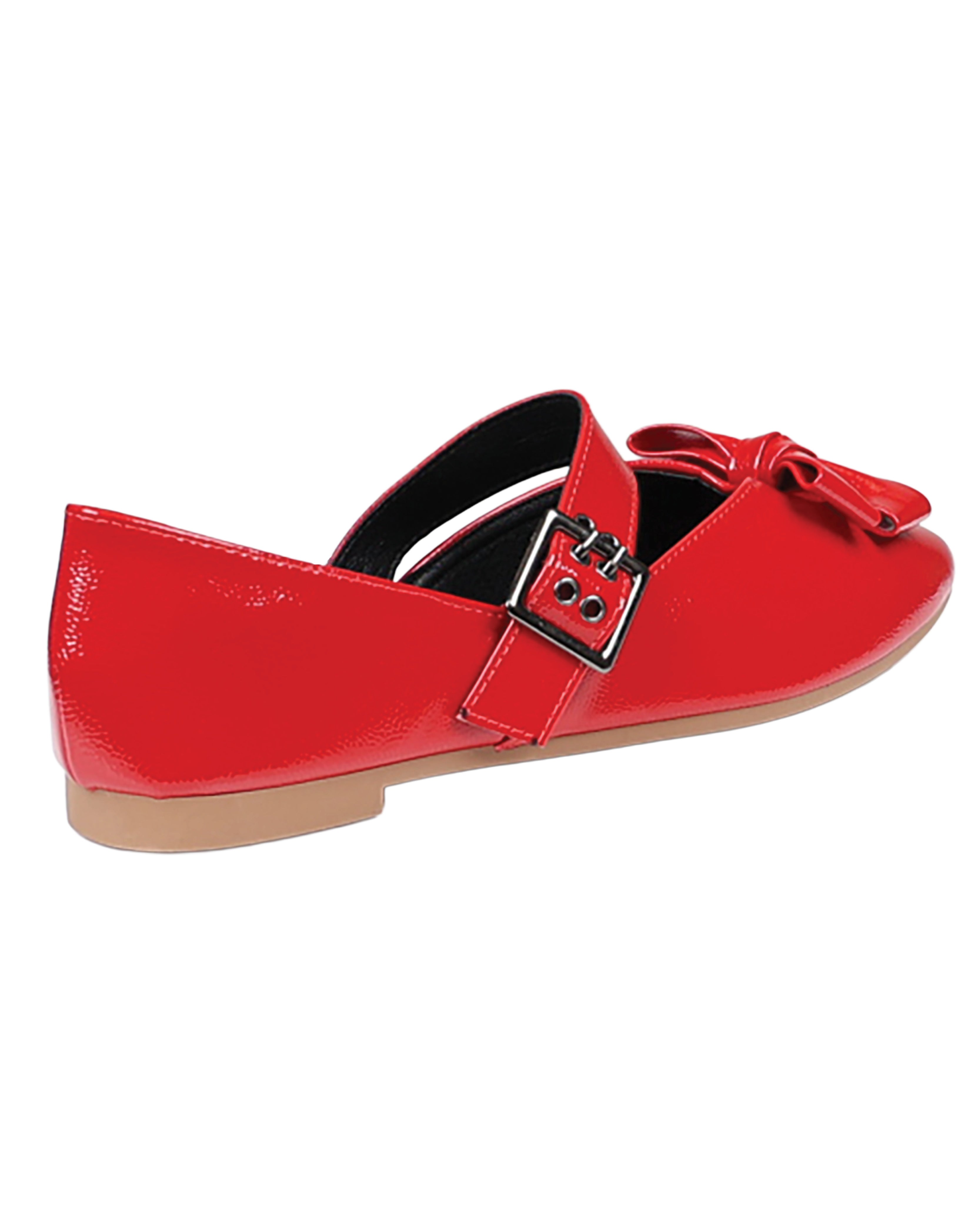 Red Buckle Band Bow Detail Pumps