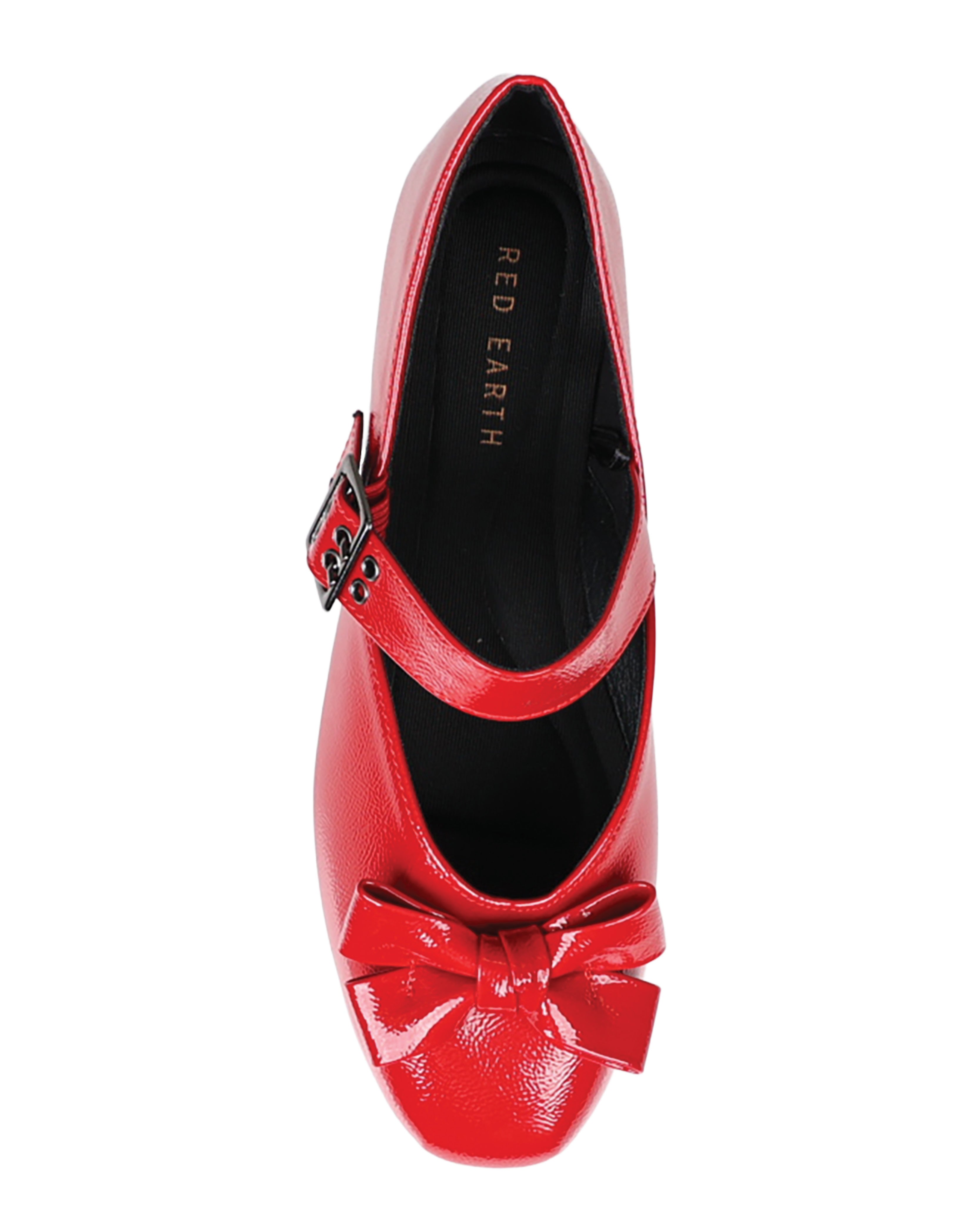 Red Buckle Band Bow Detail Pumps