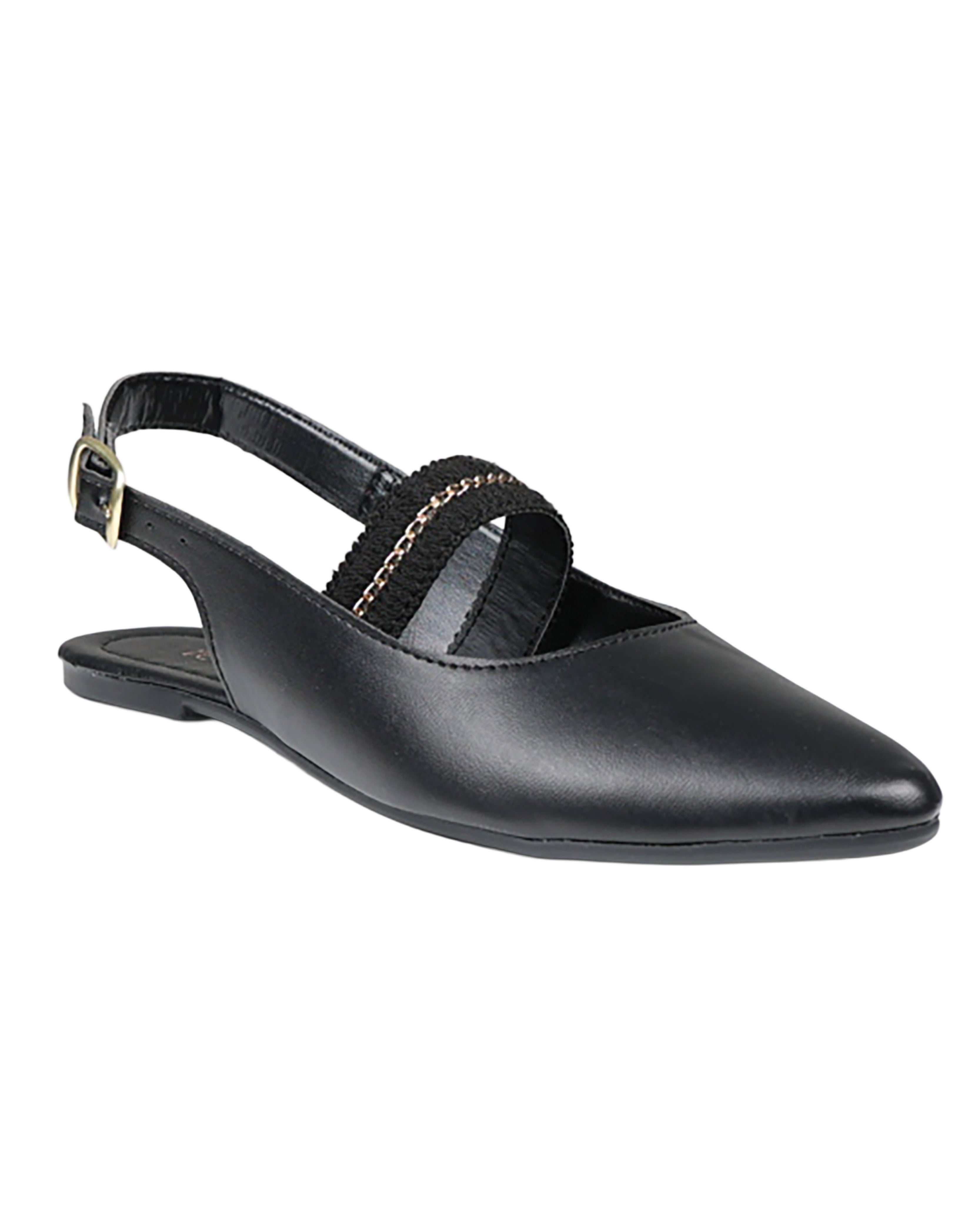 Black Chain Detail Slingback Pump