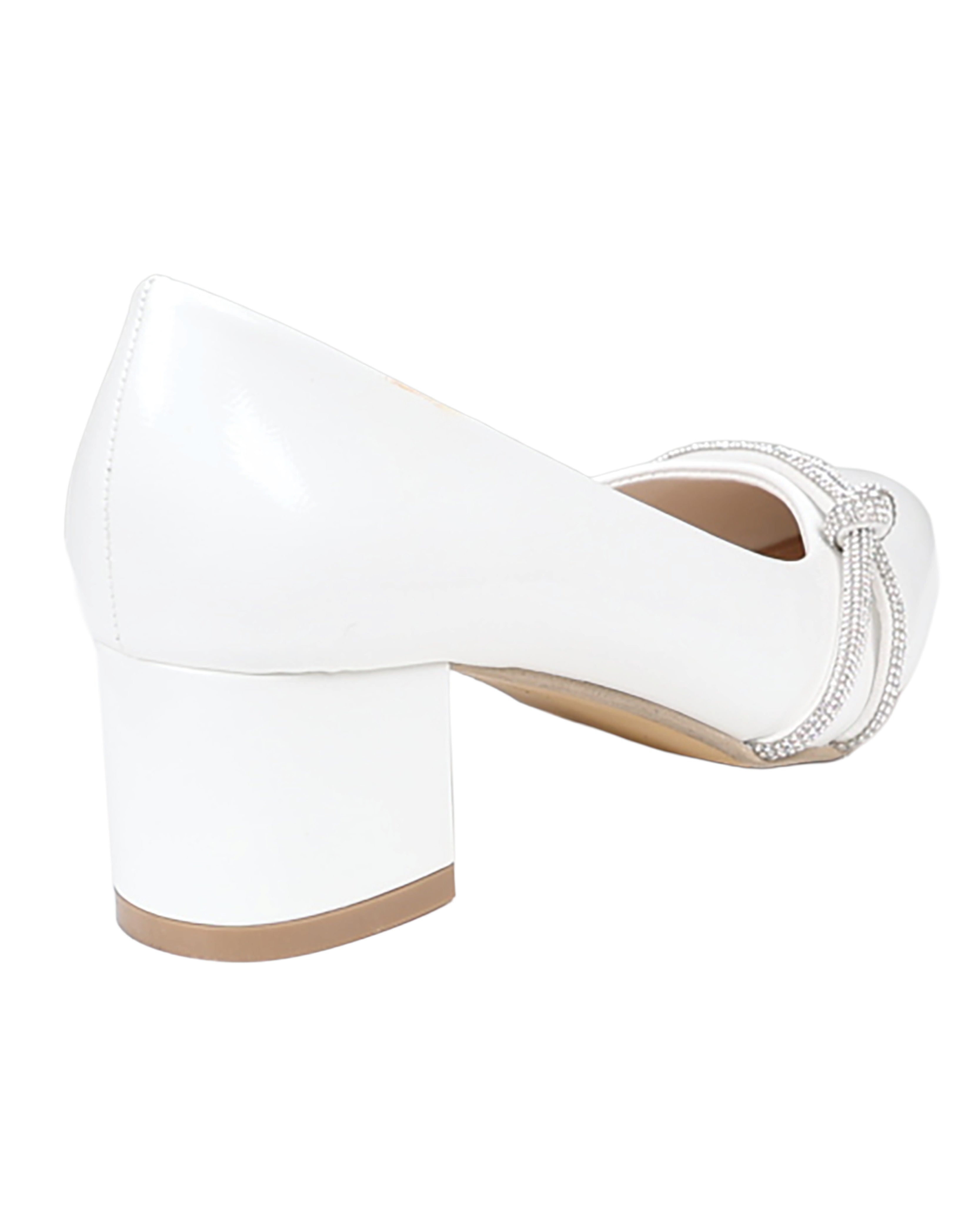 White Embellished Knot Detail Block Court
