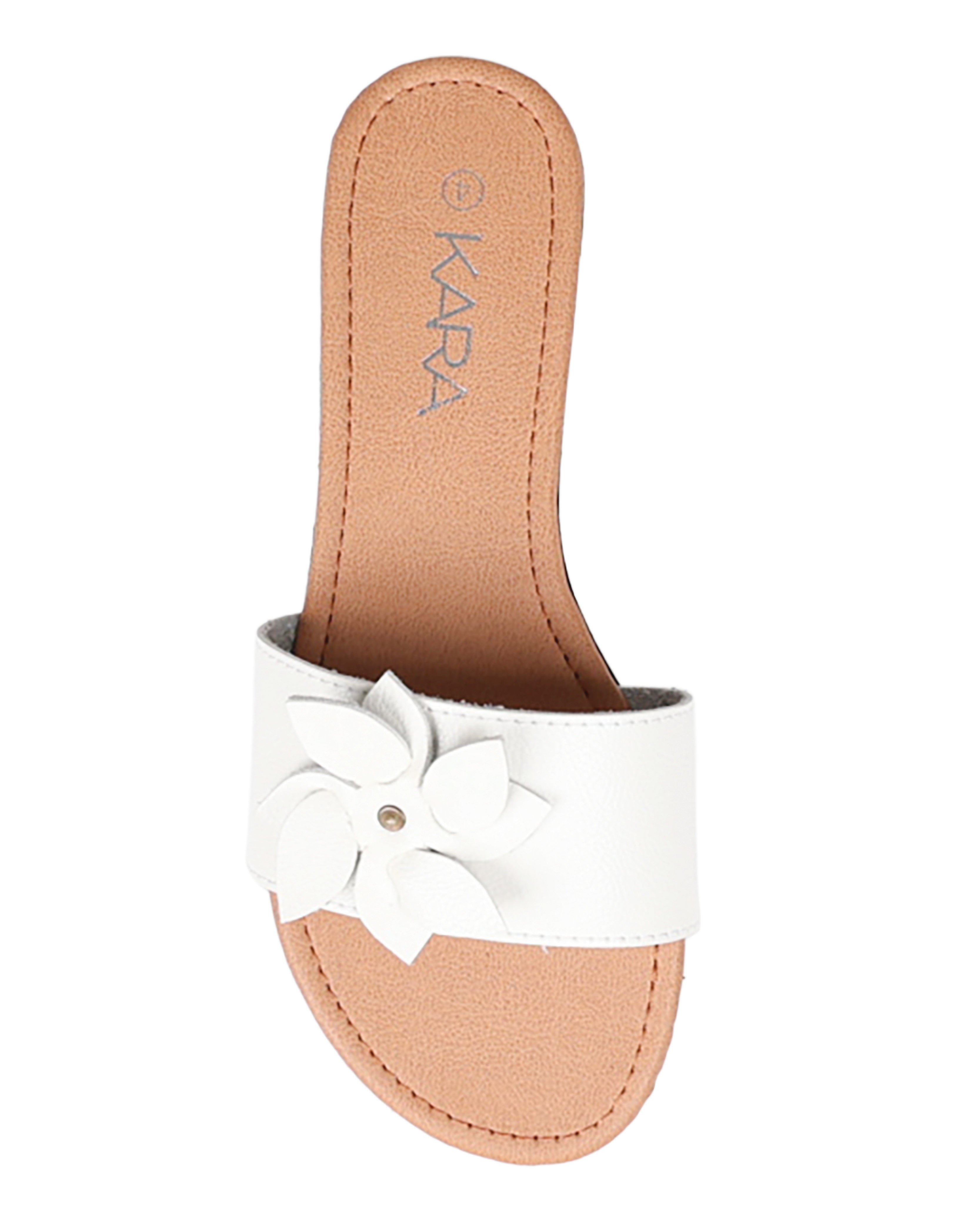 White Flower Detail Banded Sandels