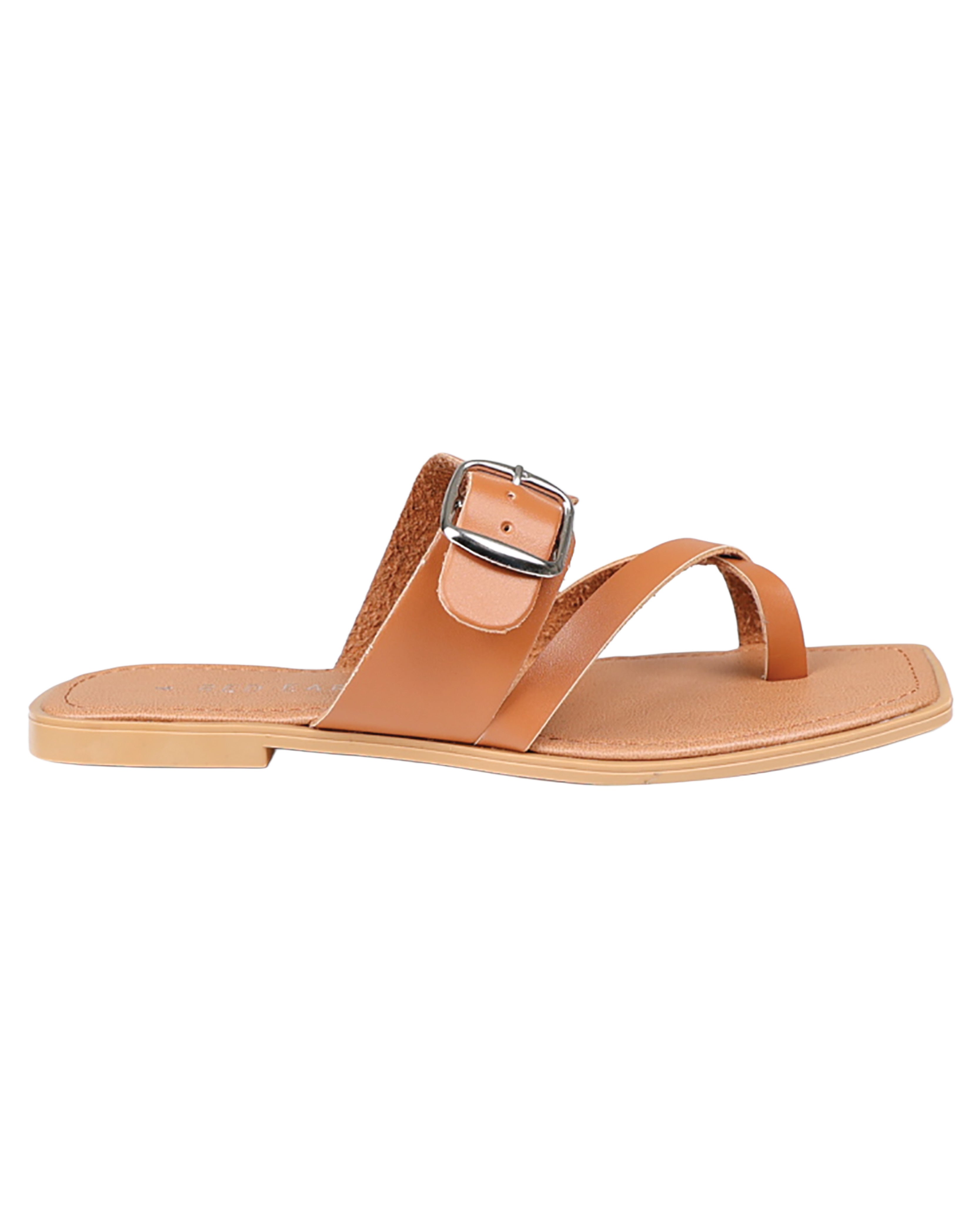 Tan Buckle Strap Thong Sandals