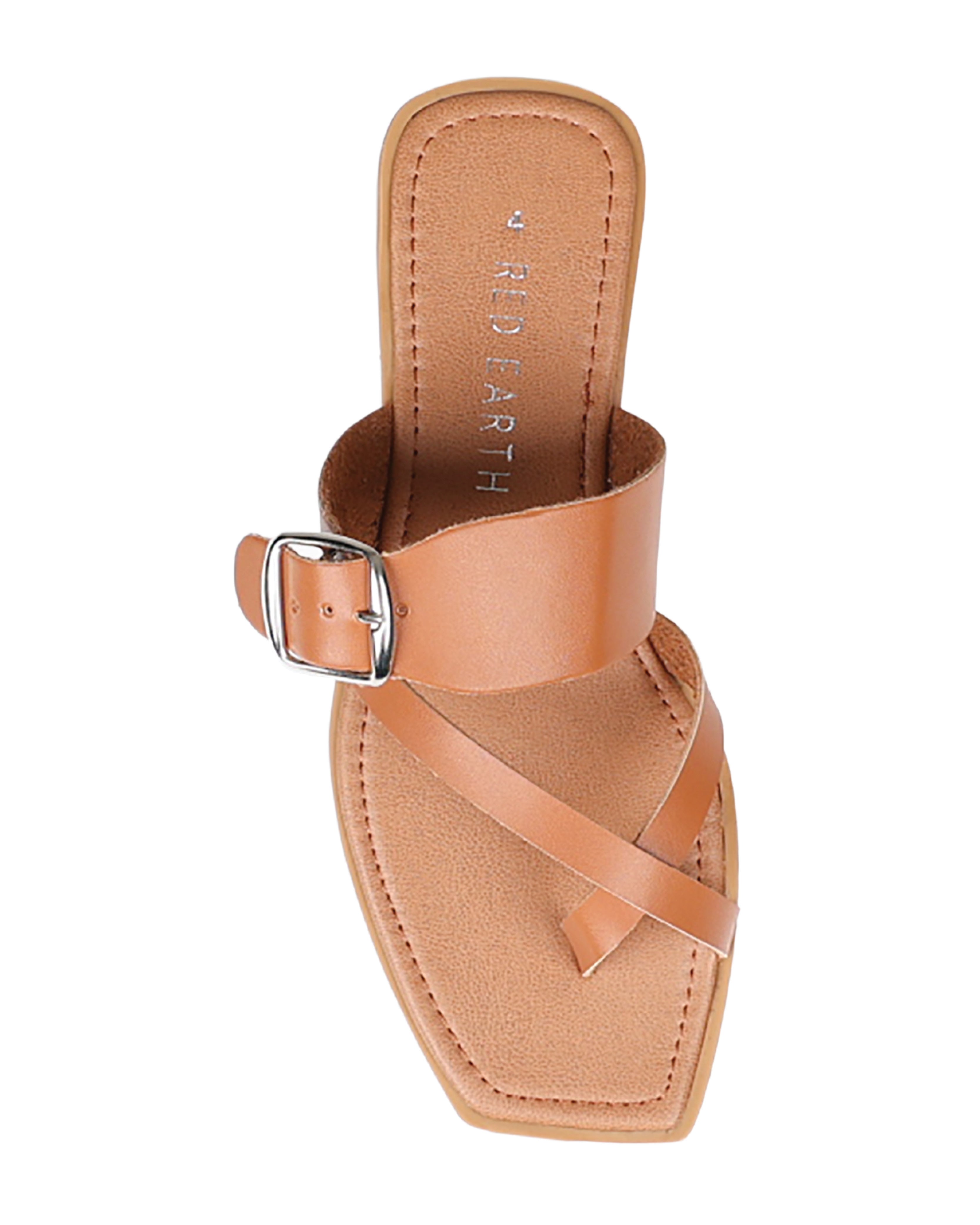Tan Buckle Strap Thong Sandals