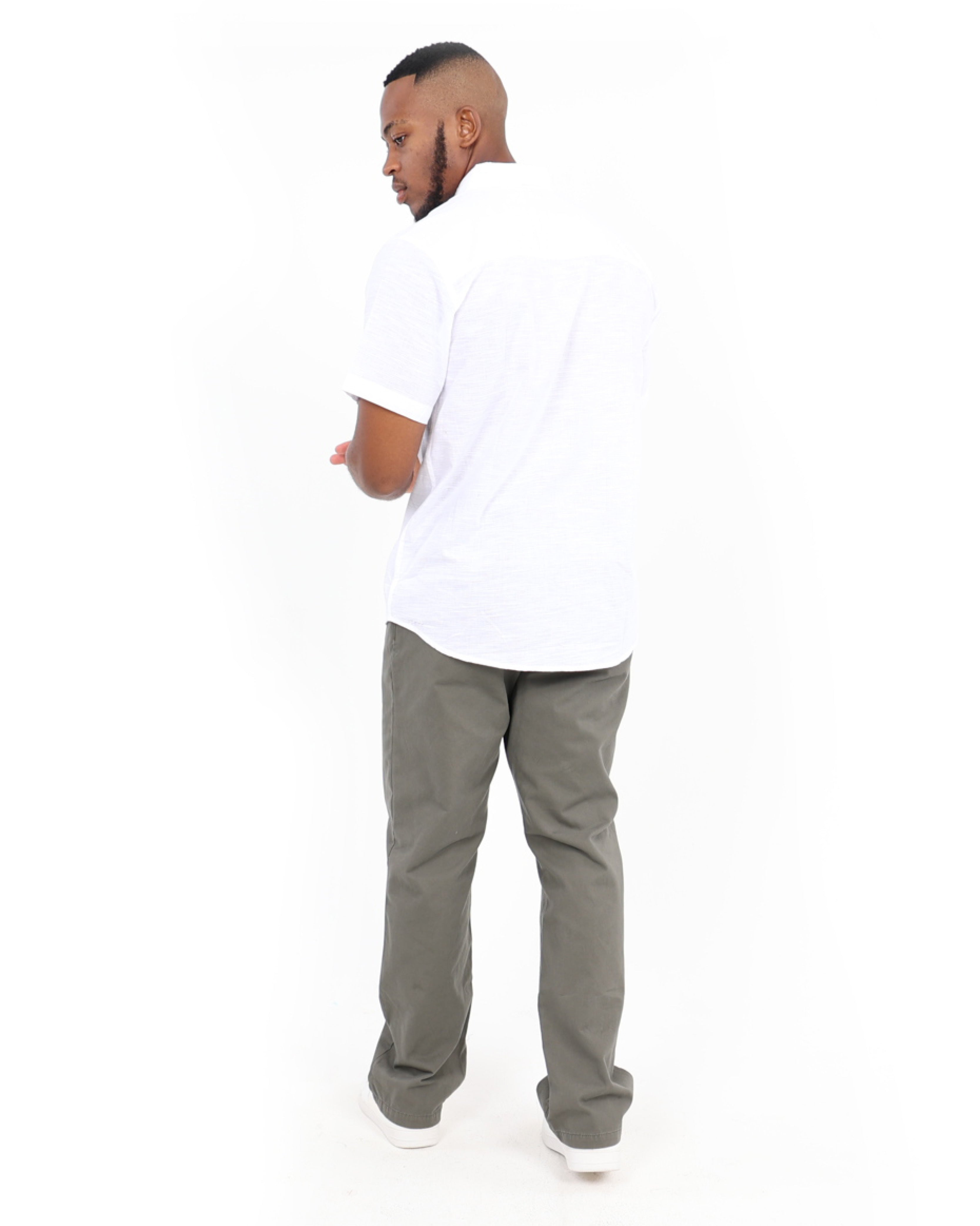 Olive Regular Fit Flat Front Chino's