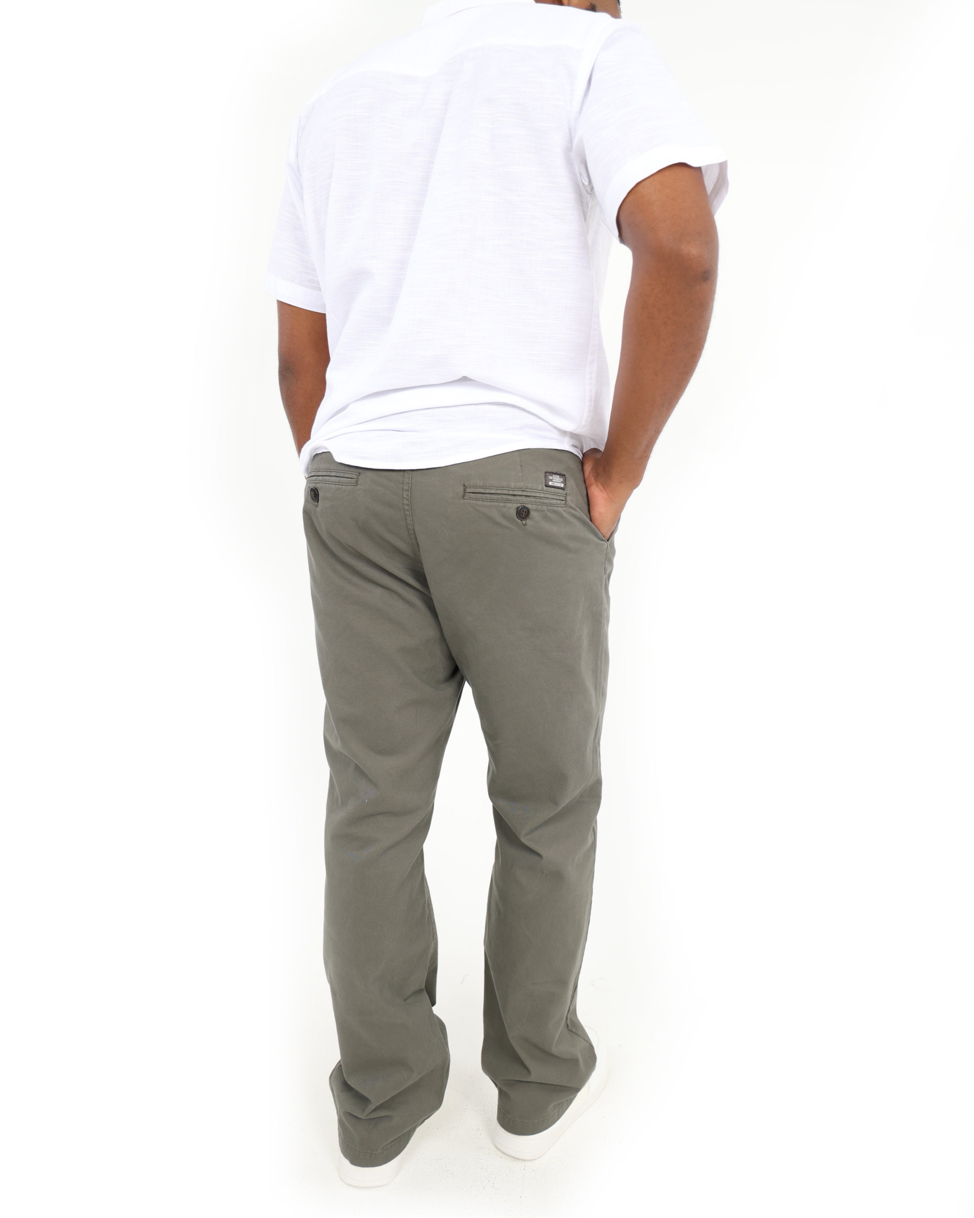Olive Regular Fit Flat Front Chino's