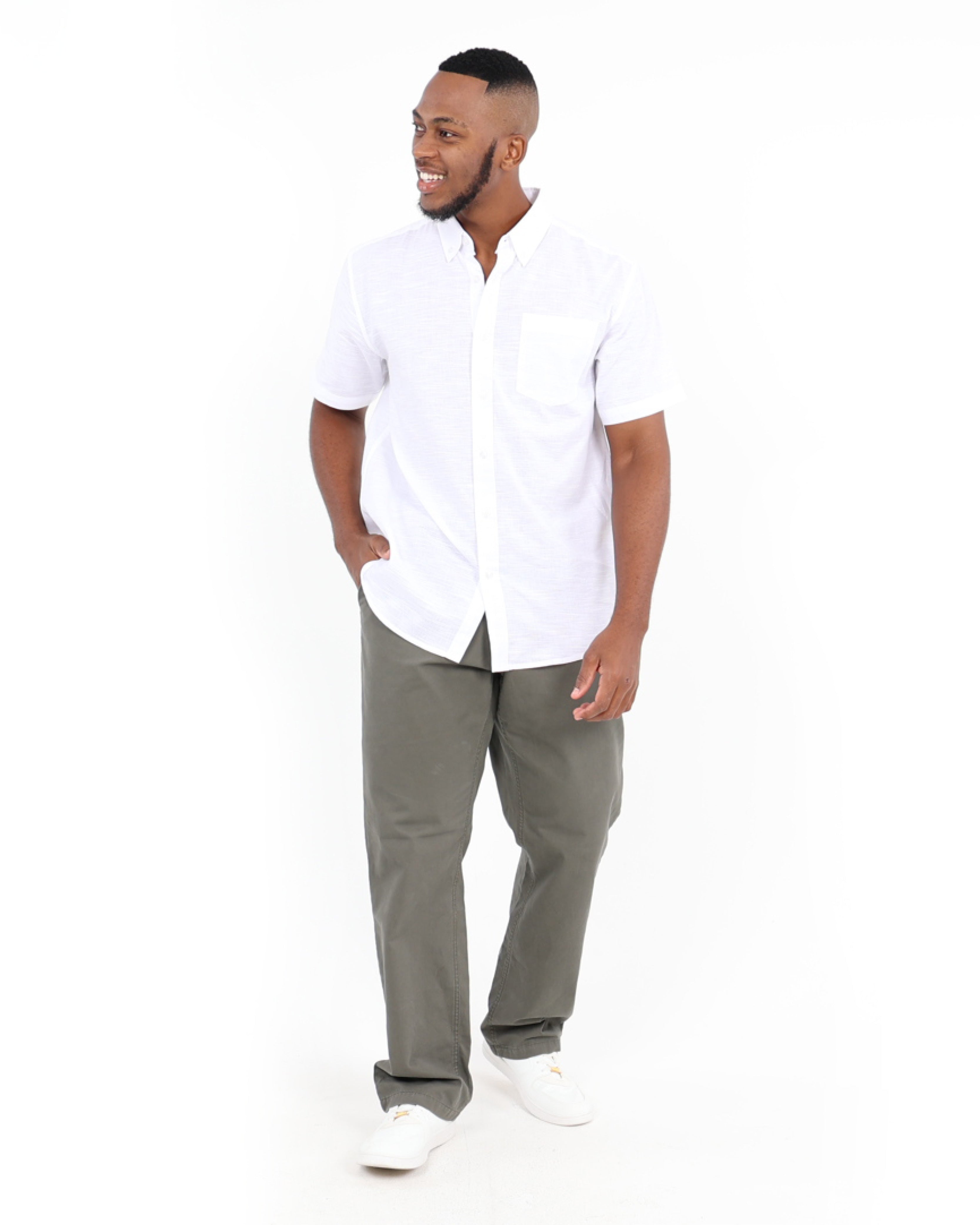 Olive Regular Fit Flat Front Chino's