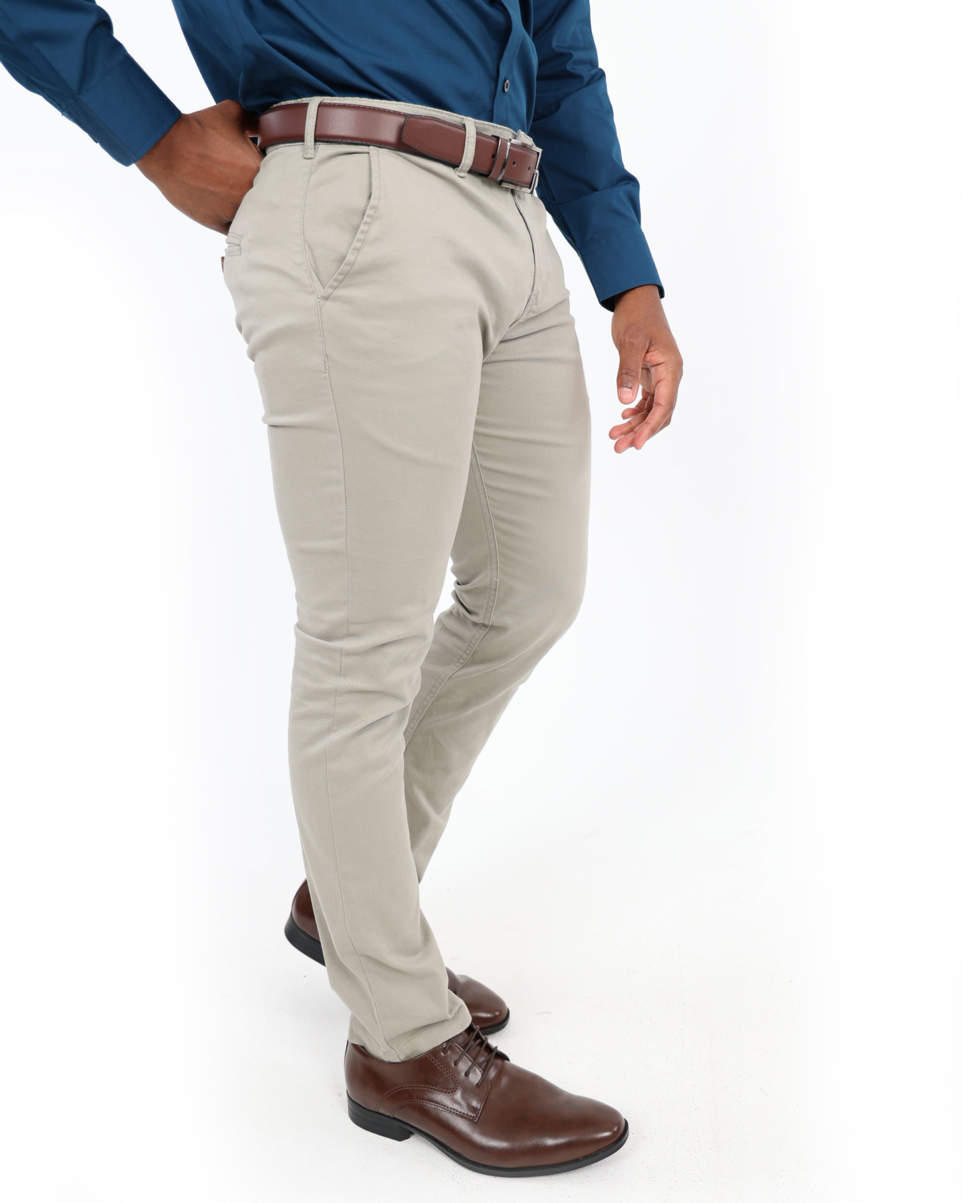 Beige Stretch Skinny Fit Chinos