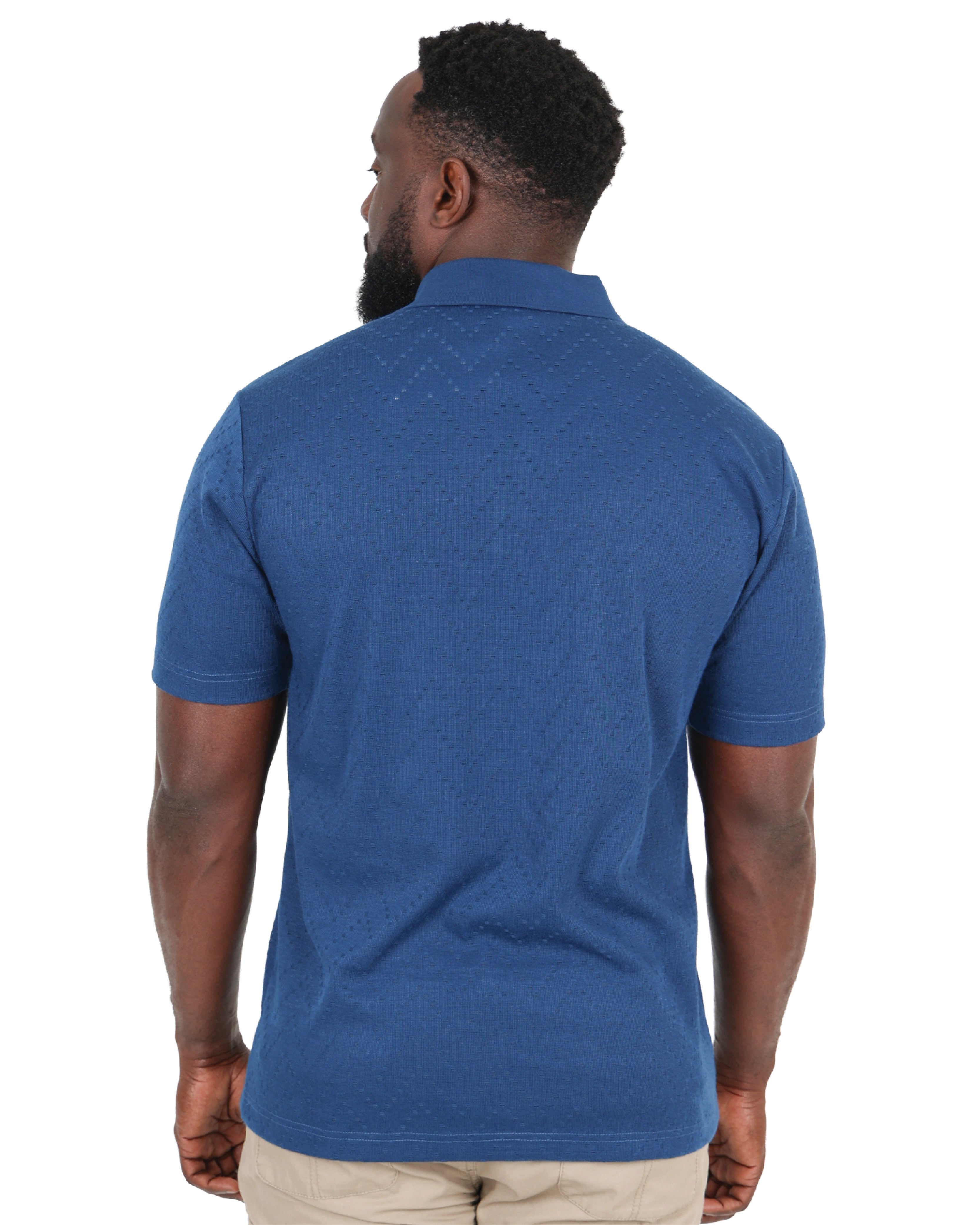 Short Sleeve Zip Up Textured Pattern Golfer