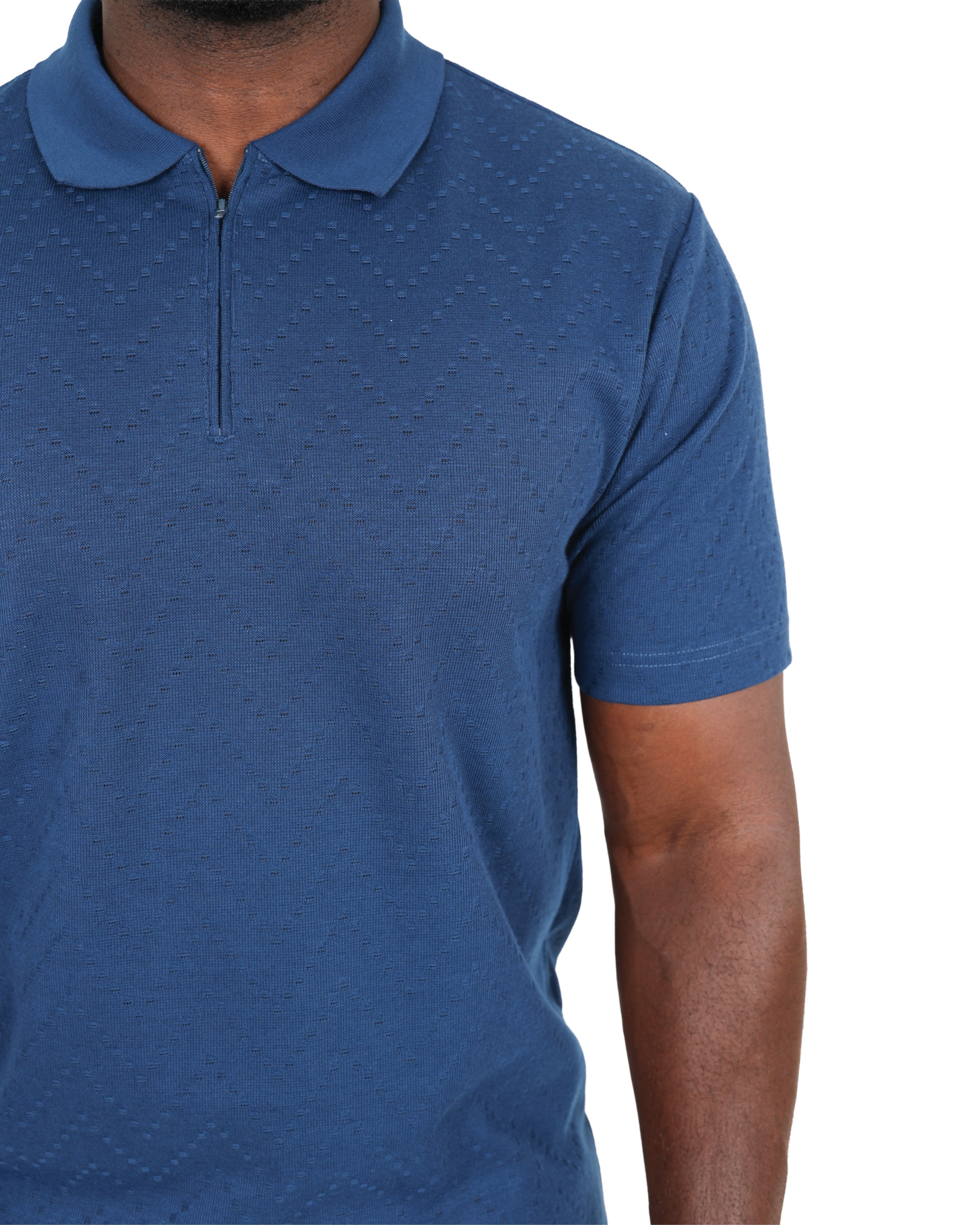 Short Sleeve Zip Up Textured Pattern Golfer