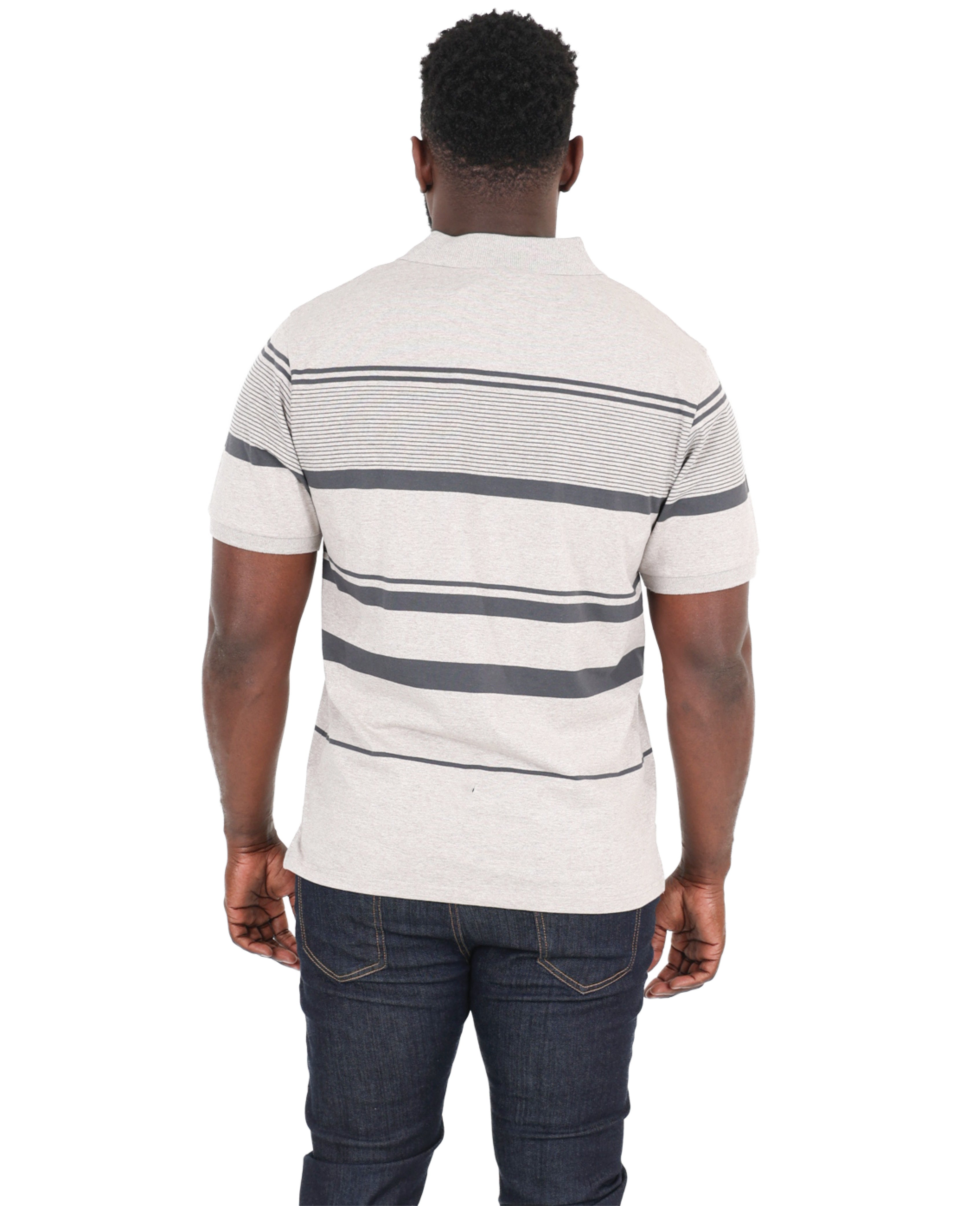 Short Sleeve Beige Stripe Yarn-dyed Golfer