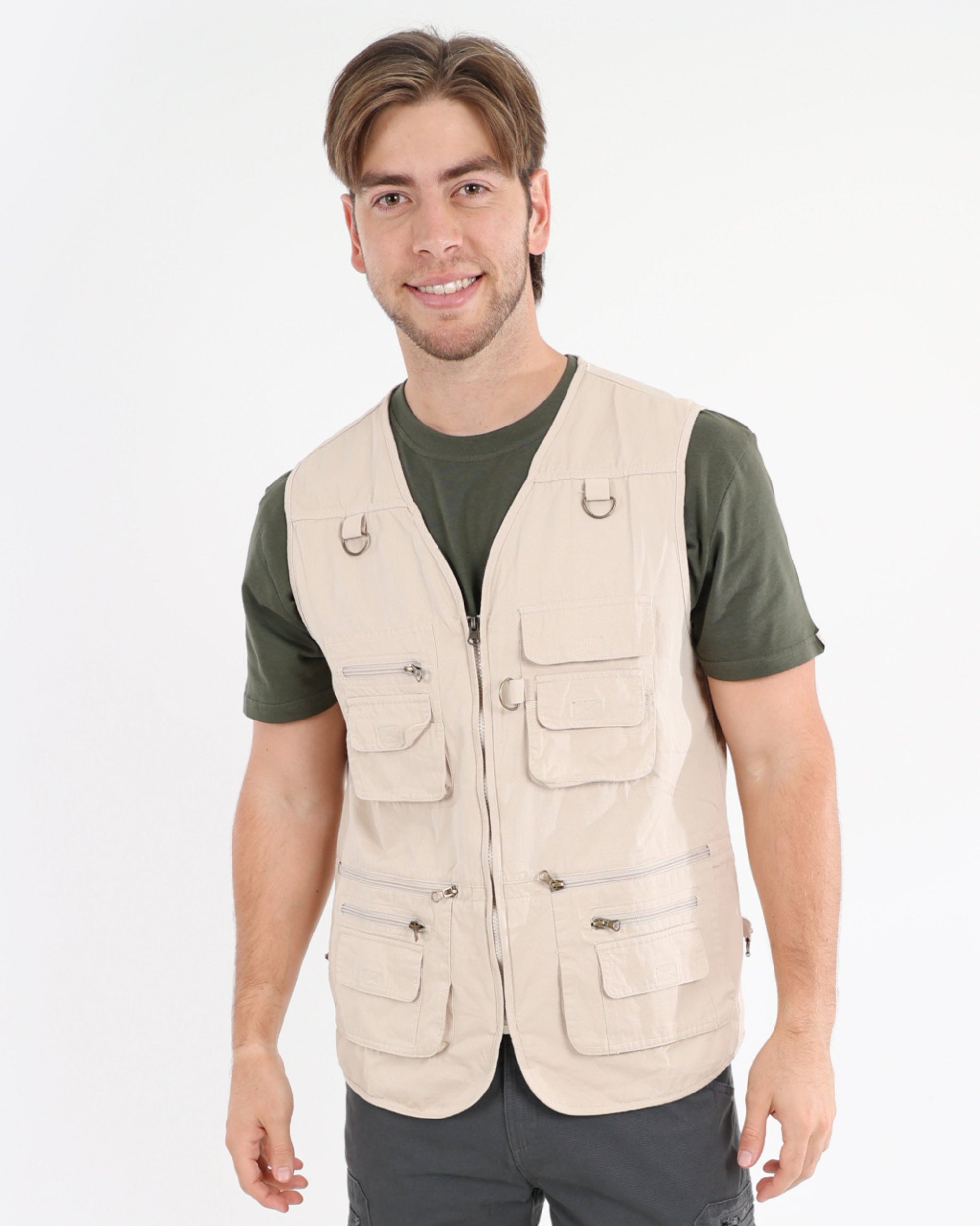Sleeveless Stone Multi Pocket Fishing Jacket
