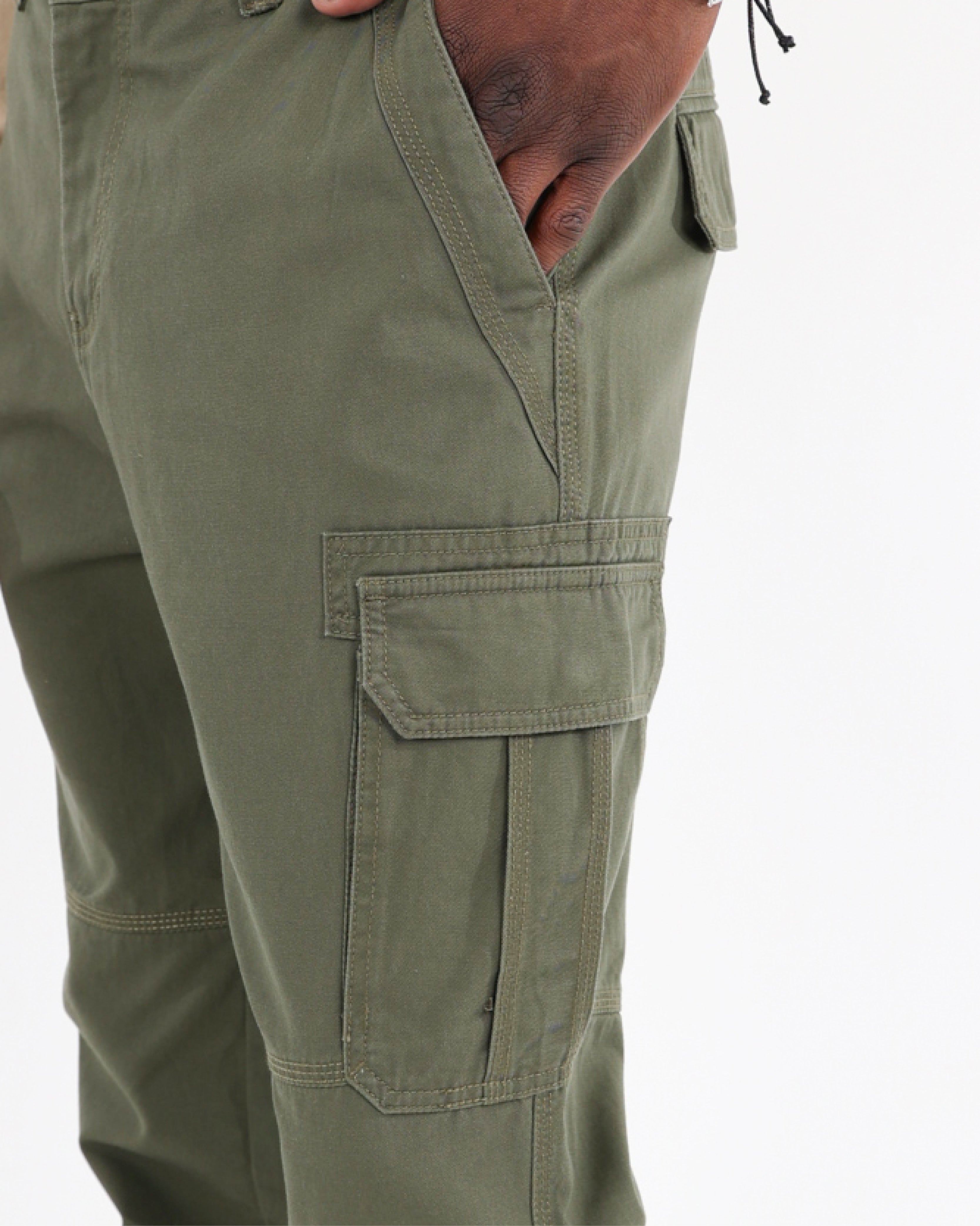 Olive Cotton Cargo Pants
