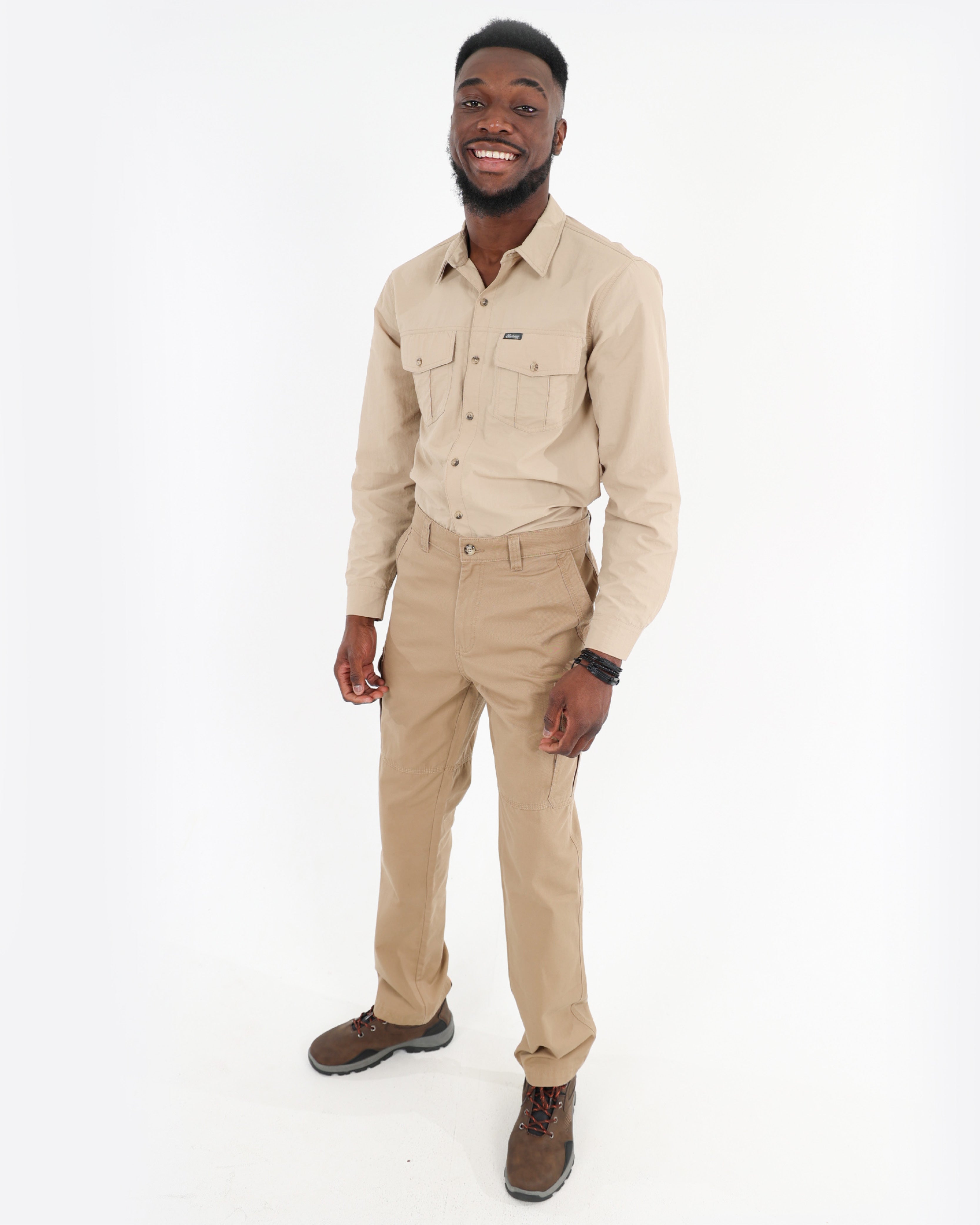 Beige Cotton Cargo Pants