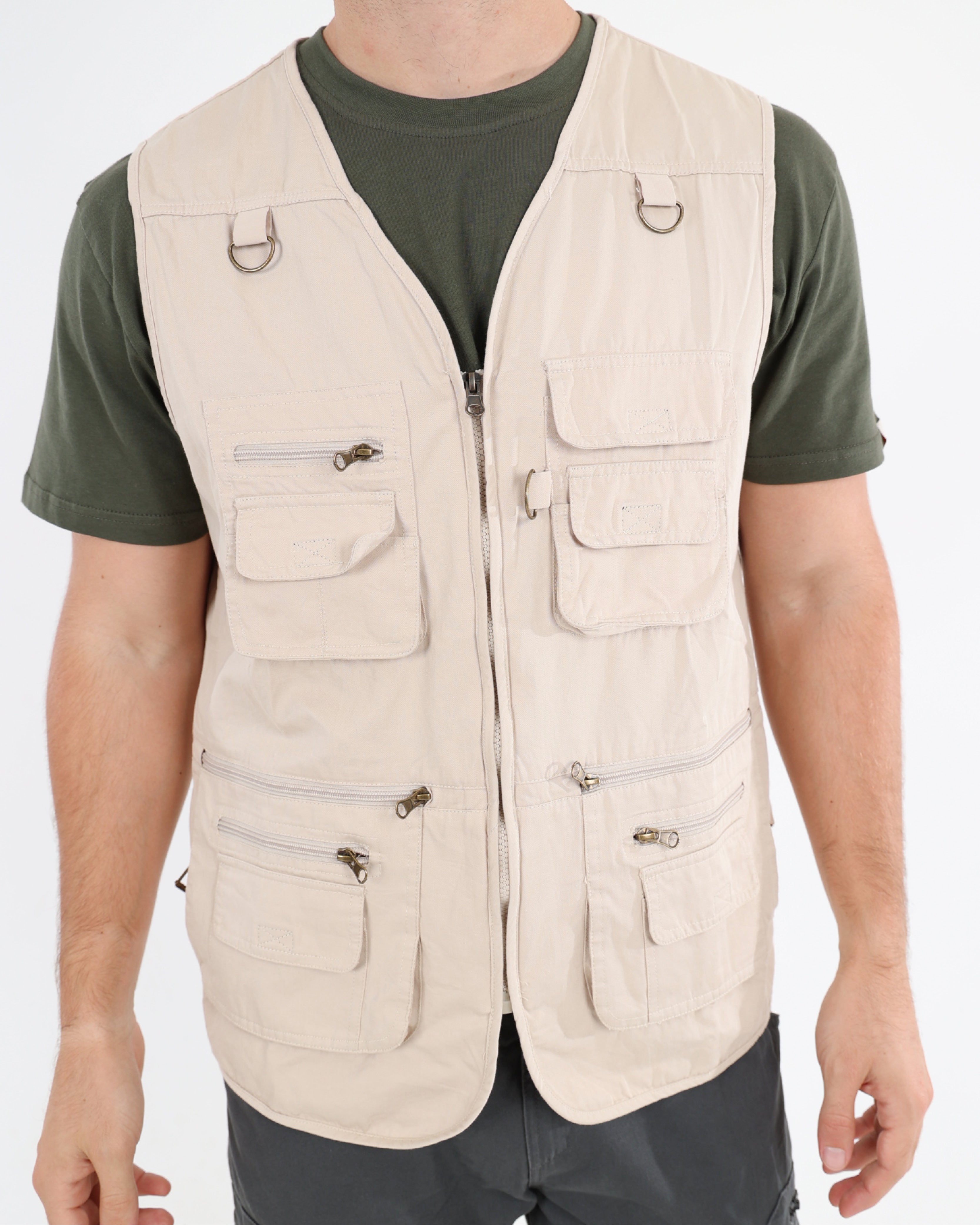 Sleeveless Stone Multi Pocket Fishing Jacket