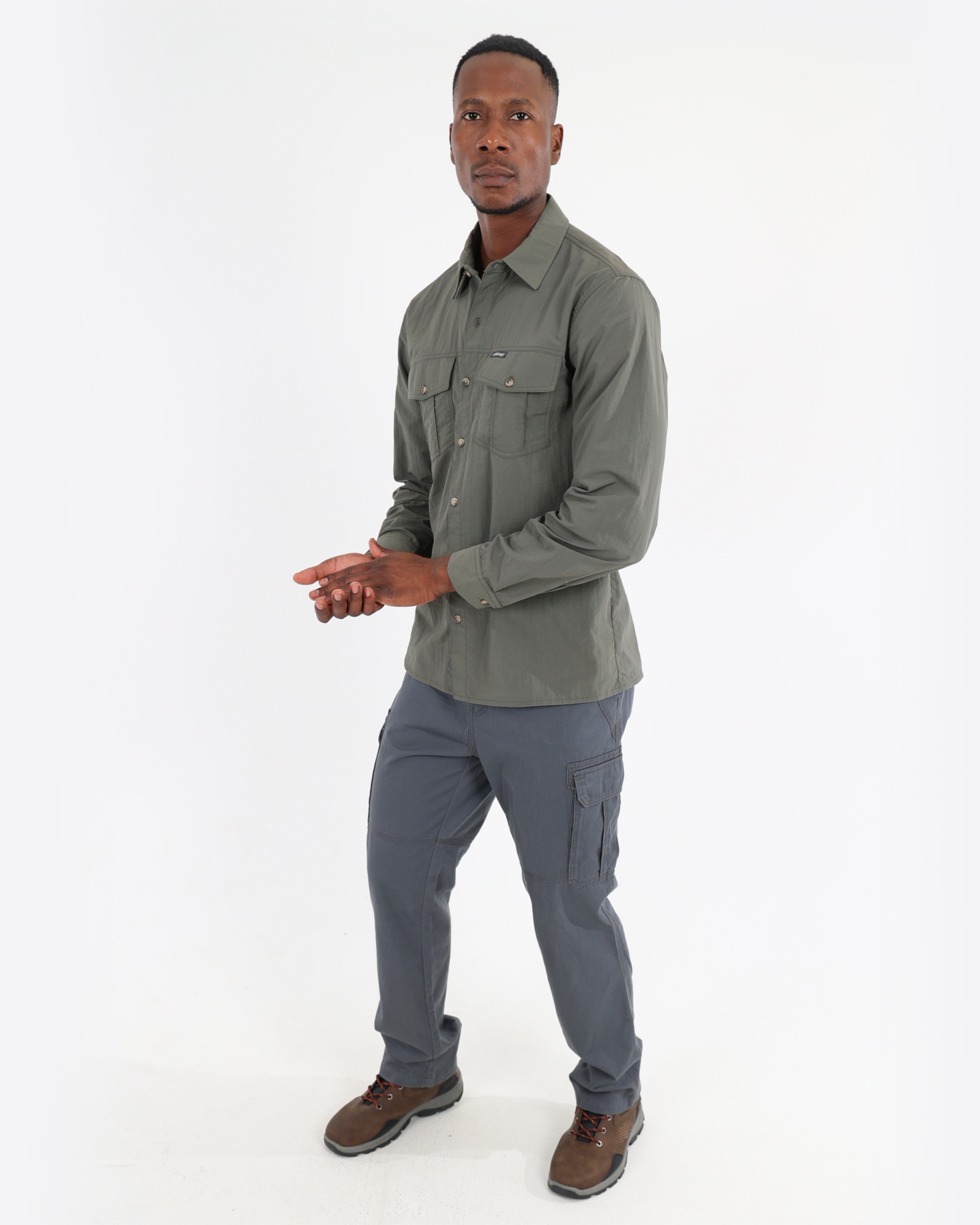 Grey Cotton Cargo Pants