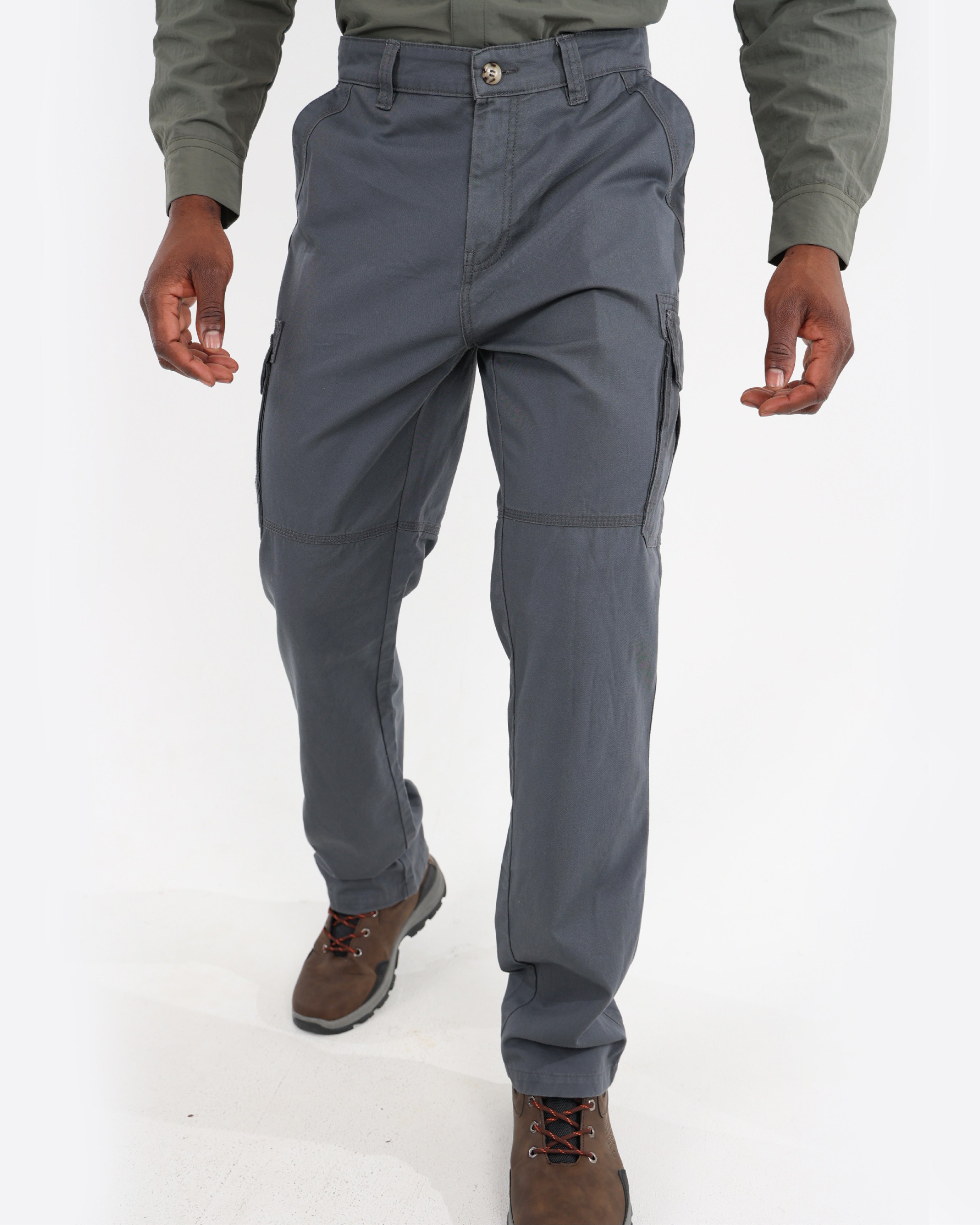 Grey Cotton Cargo Pants