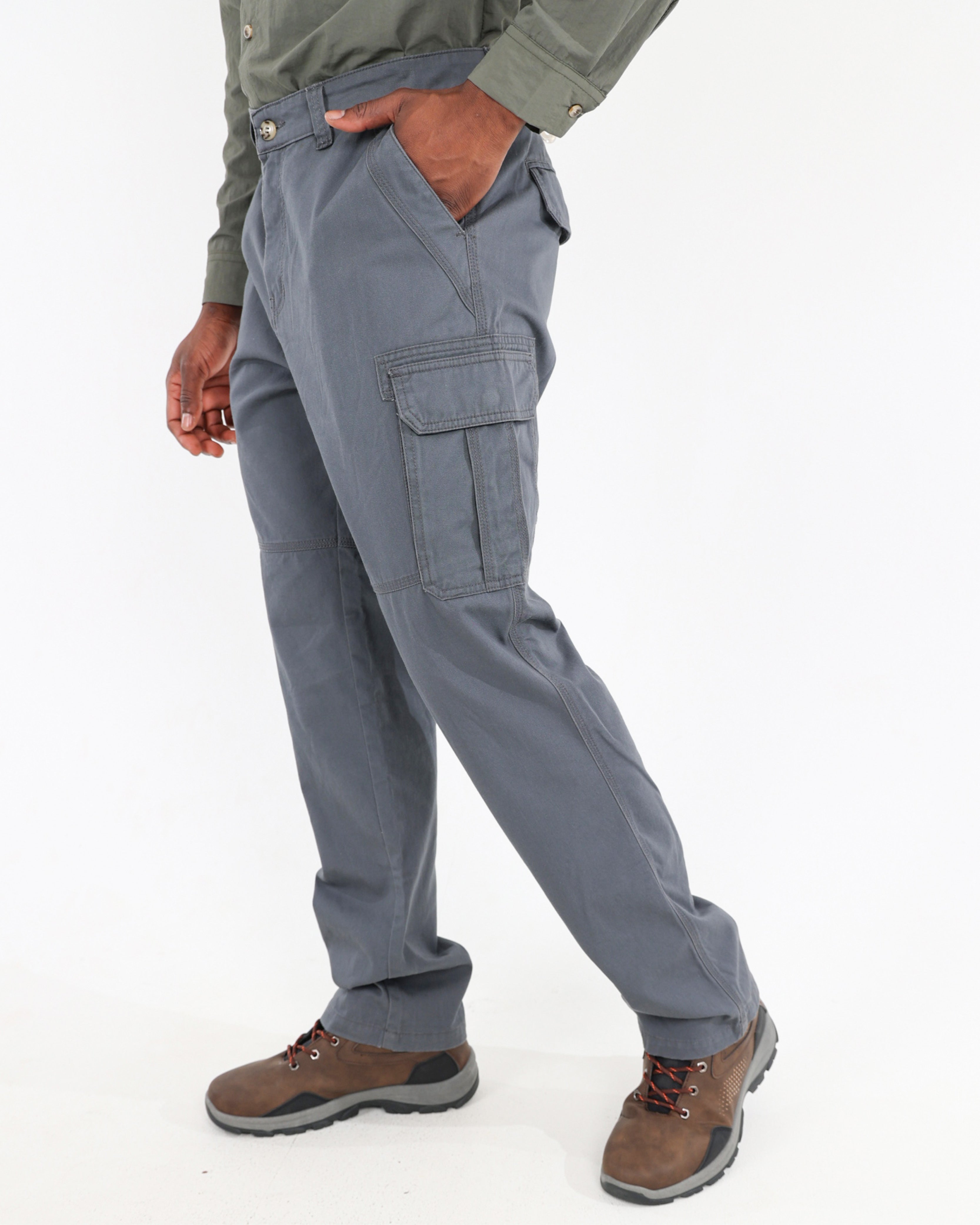 Grey Cotton Cargo Pants