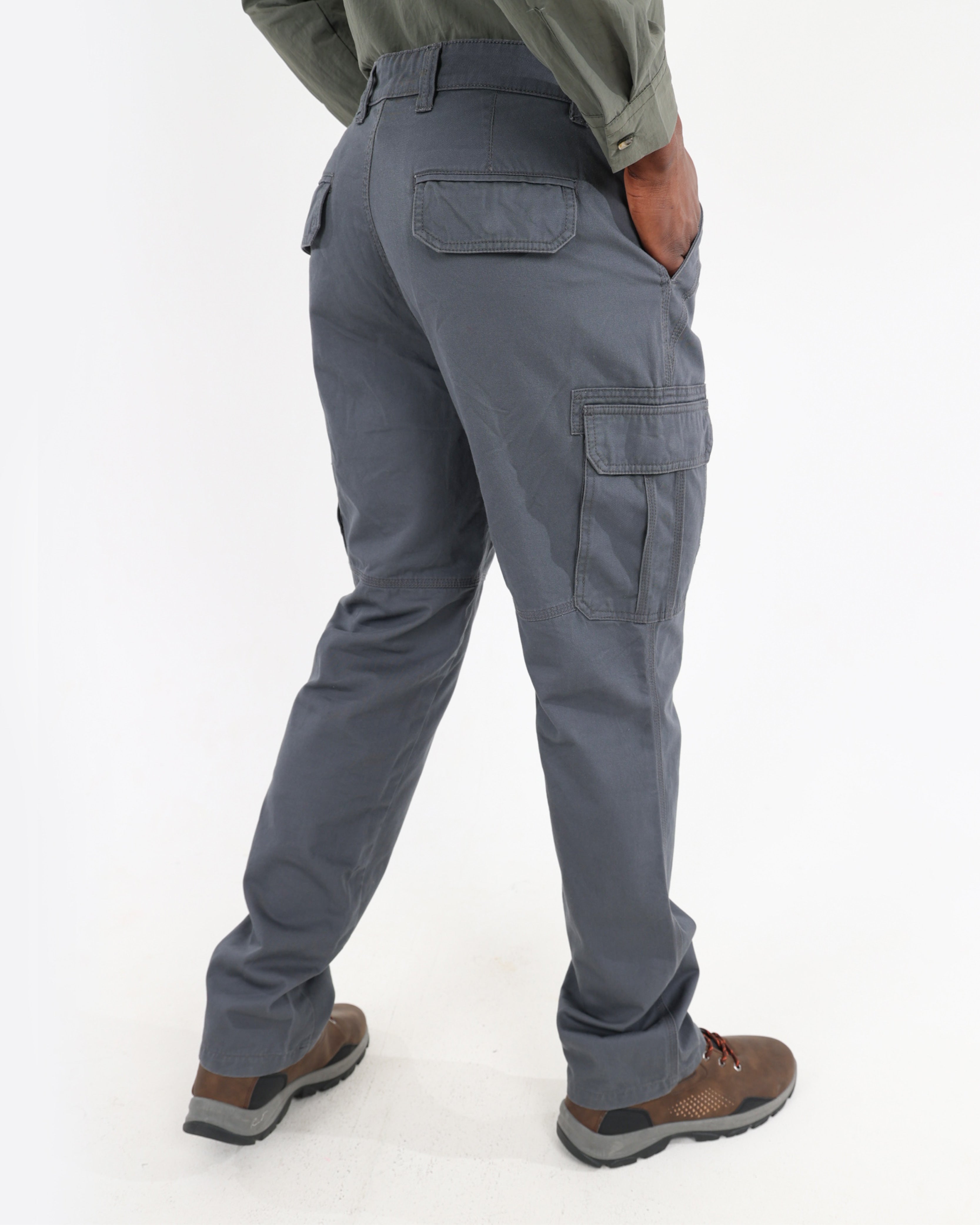 Grey Cotton Cargo Pants