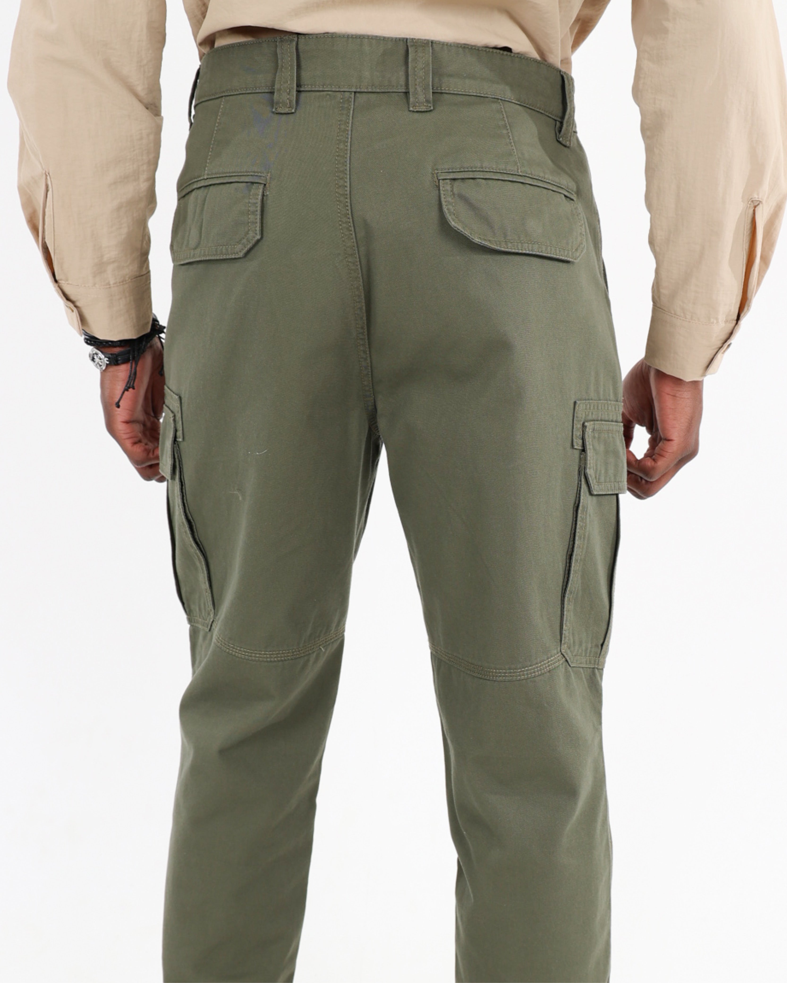 Olive Cotton Cargo Pants