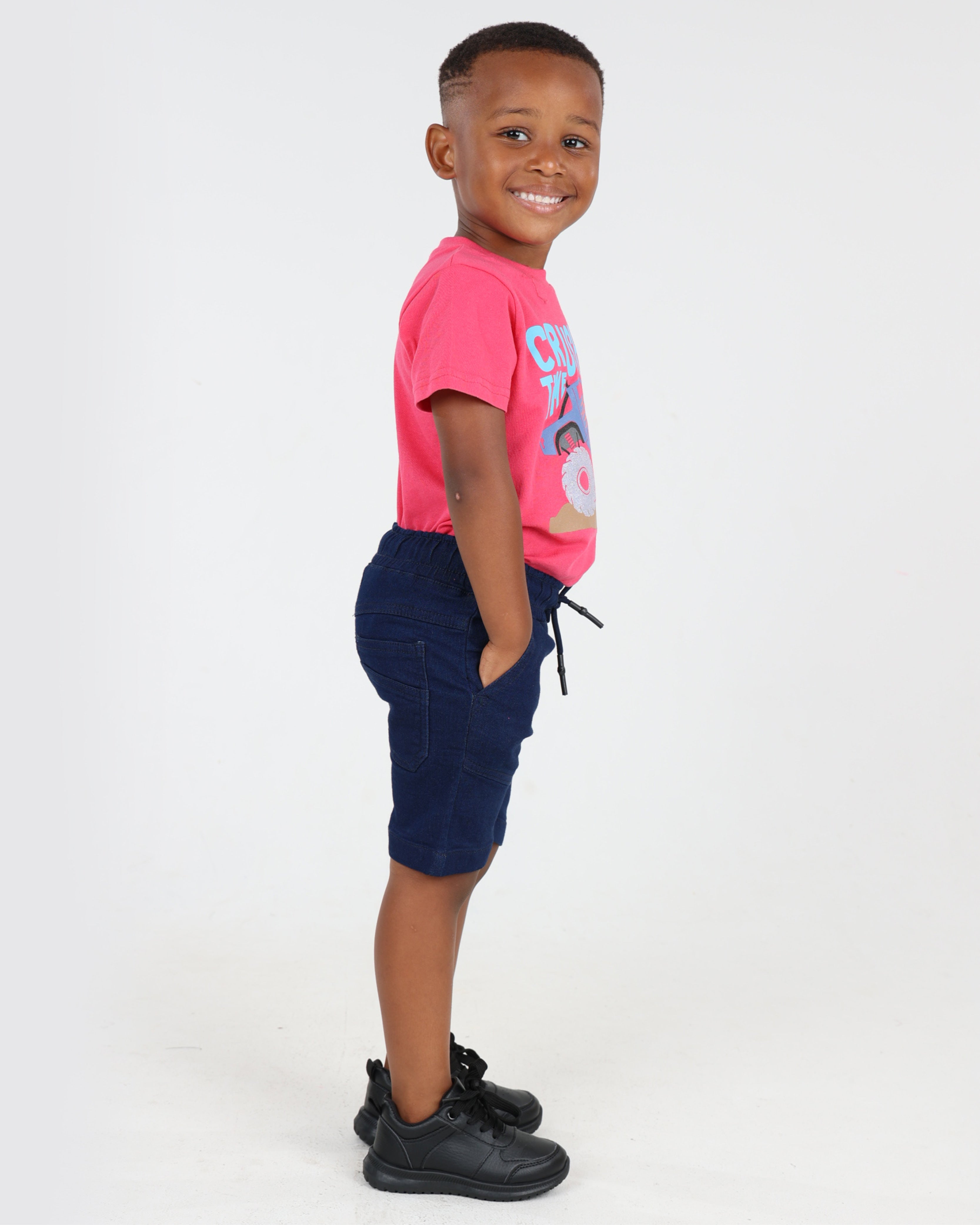 Medium Indigo Soft Touch Slim Fit Denim Shorts
