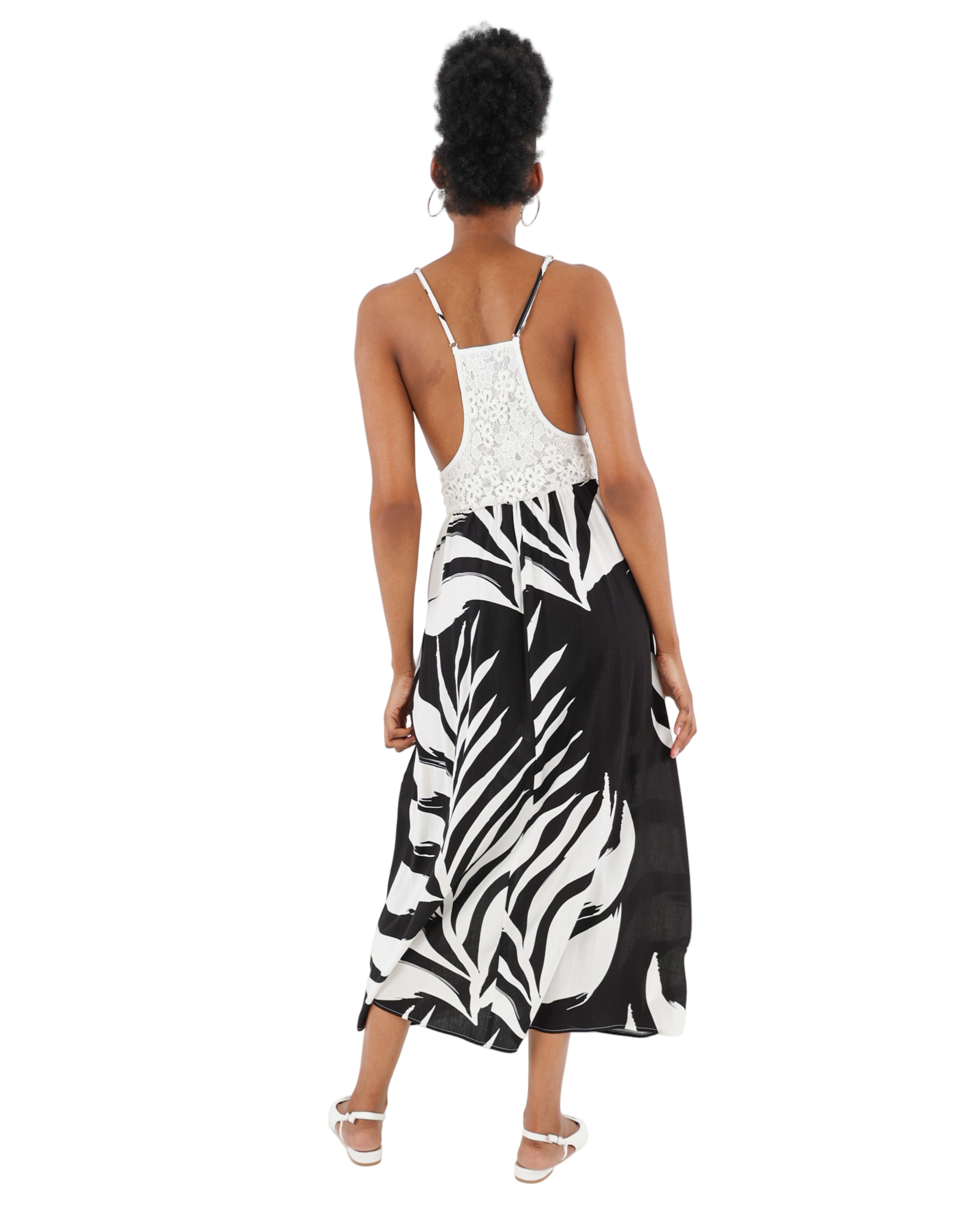 Strappy Monochrome Print Maxi Dress
