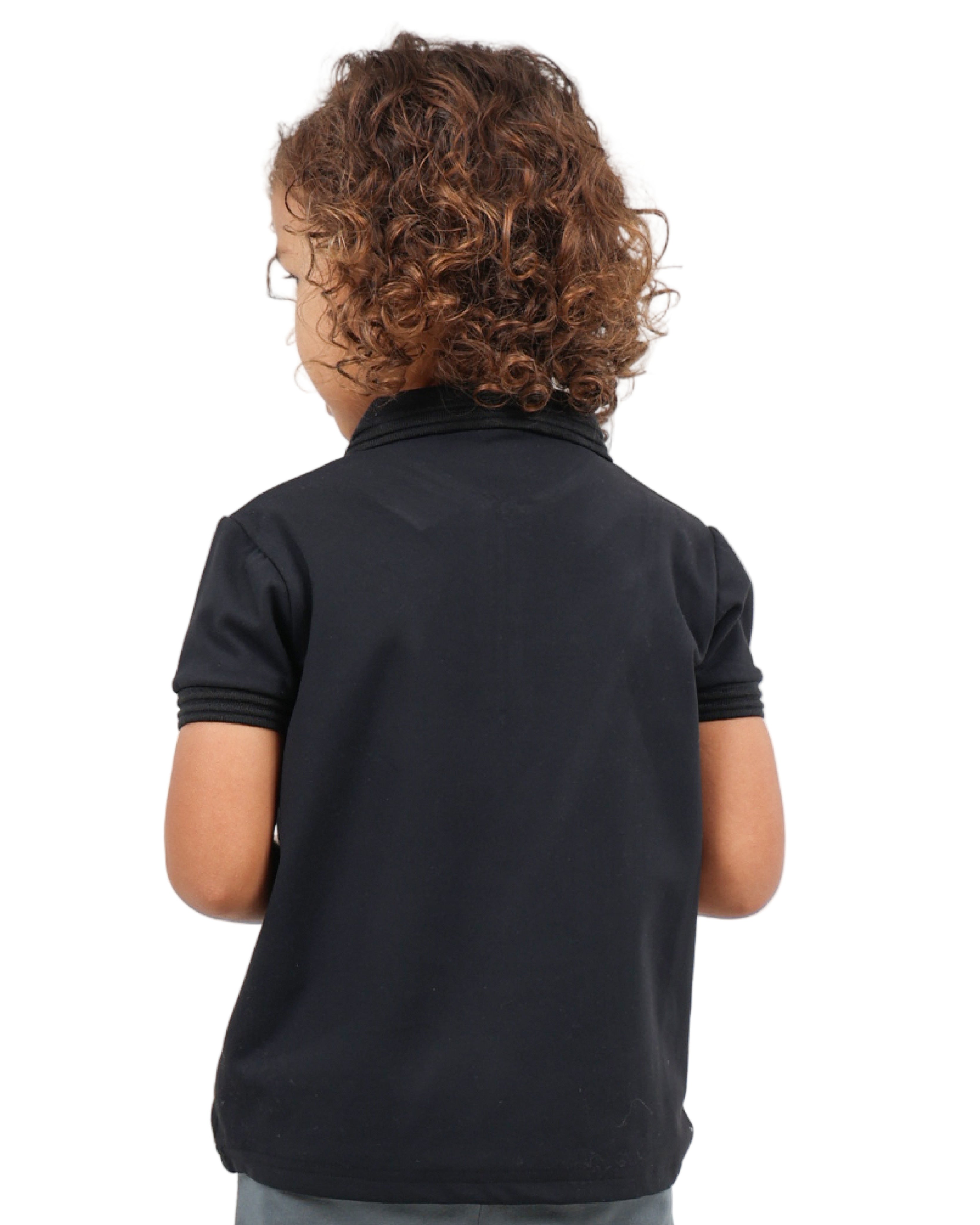 Black Short Sleeve Zip Detail Golfer