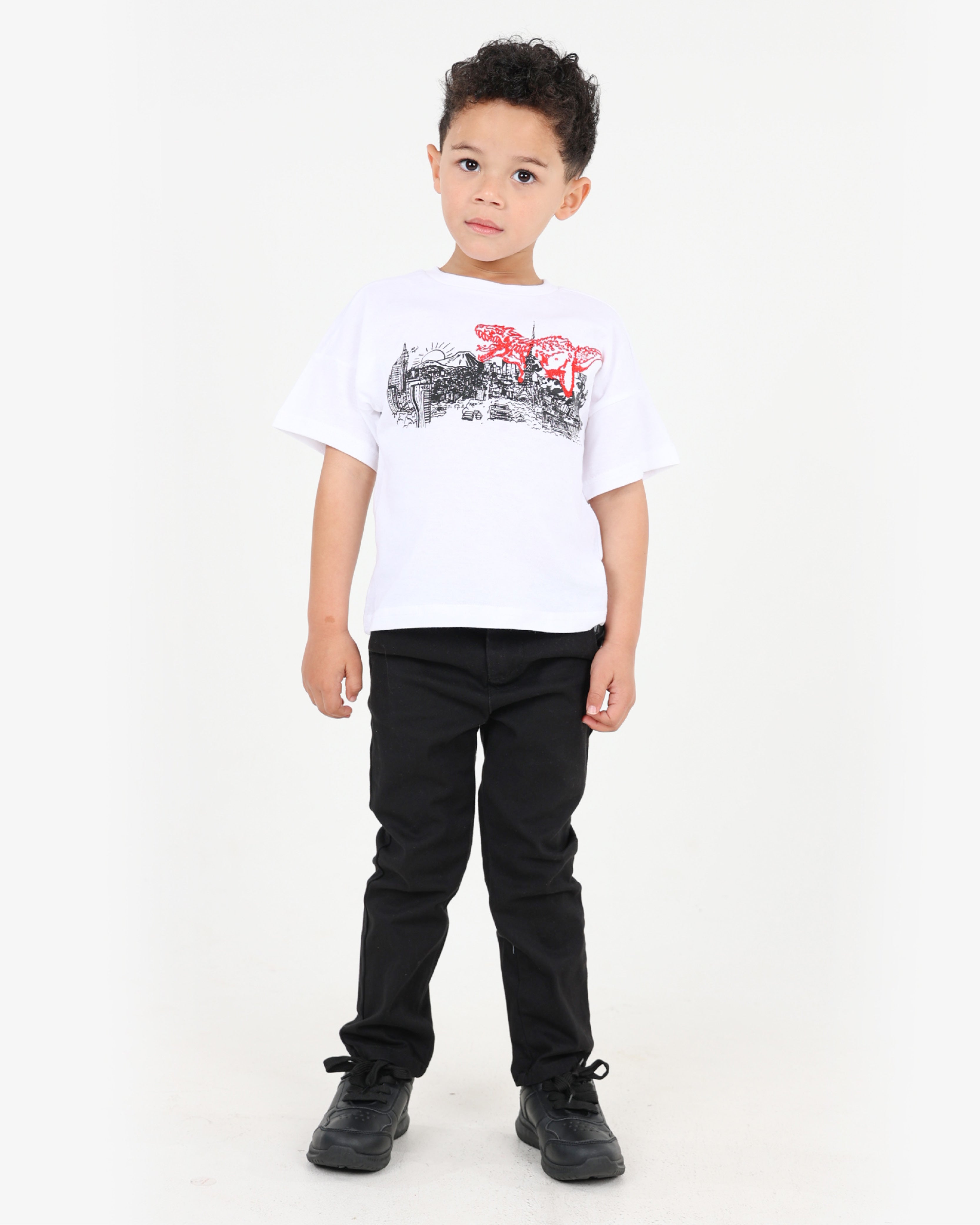 Small Boys Embroidered City Dino T-Shirt