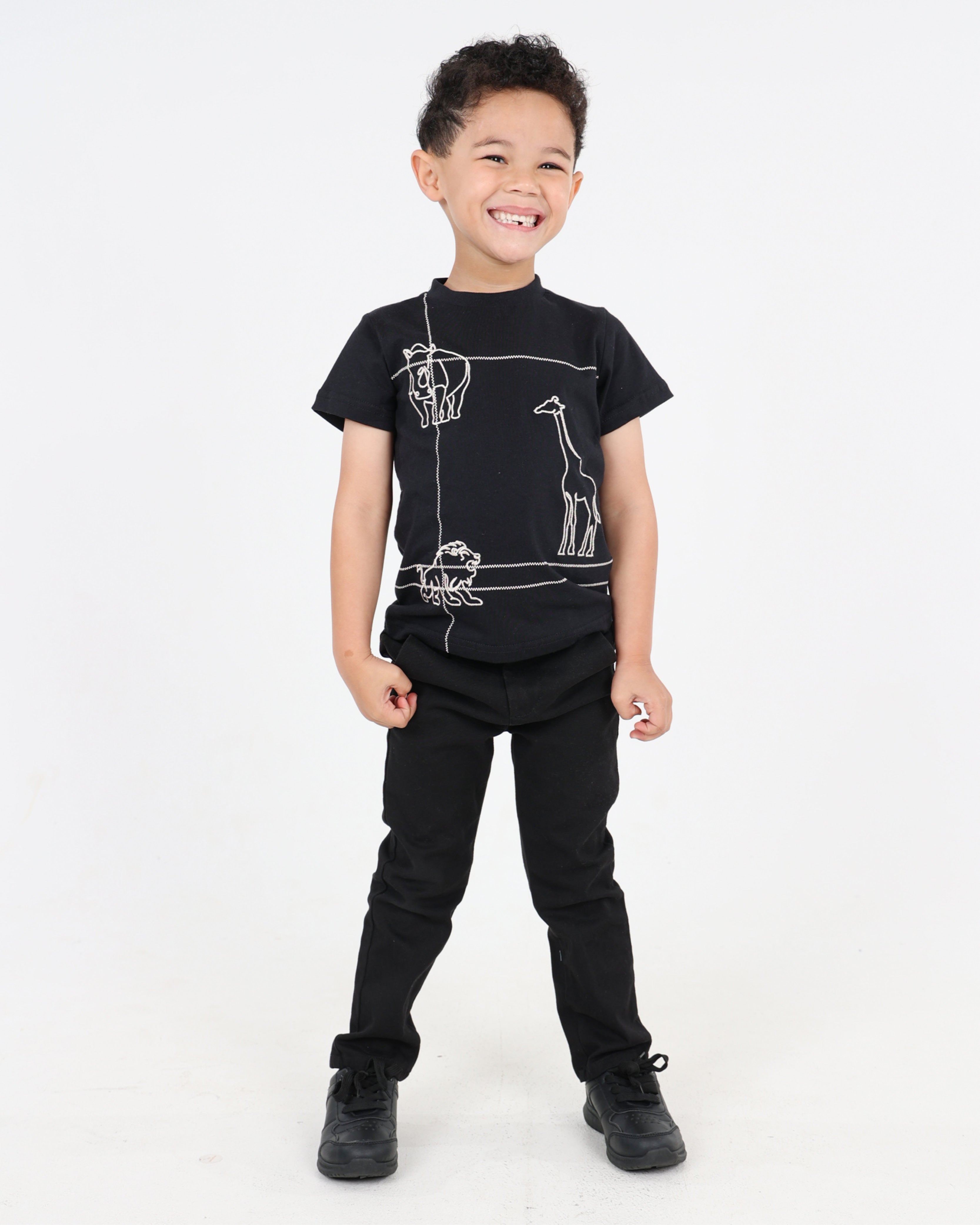 Small Boys Animal Embroidered T-Shirt
