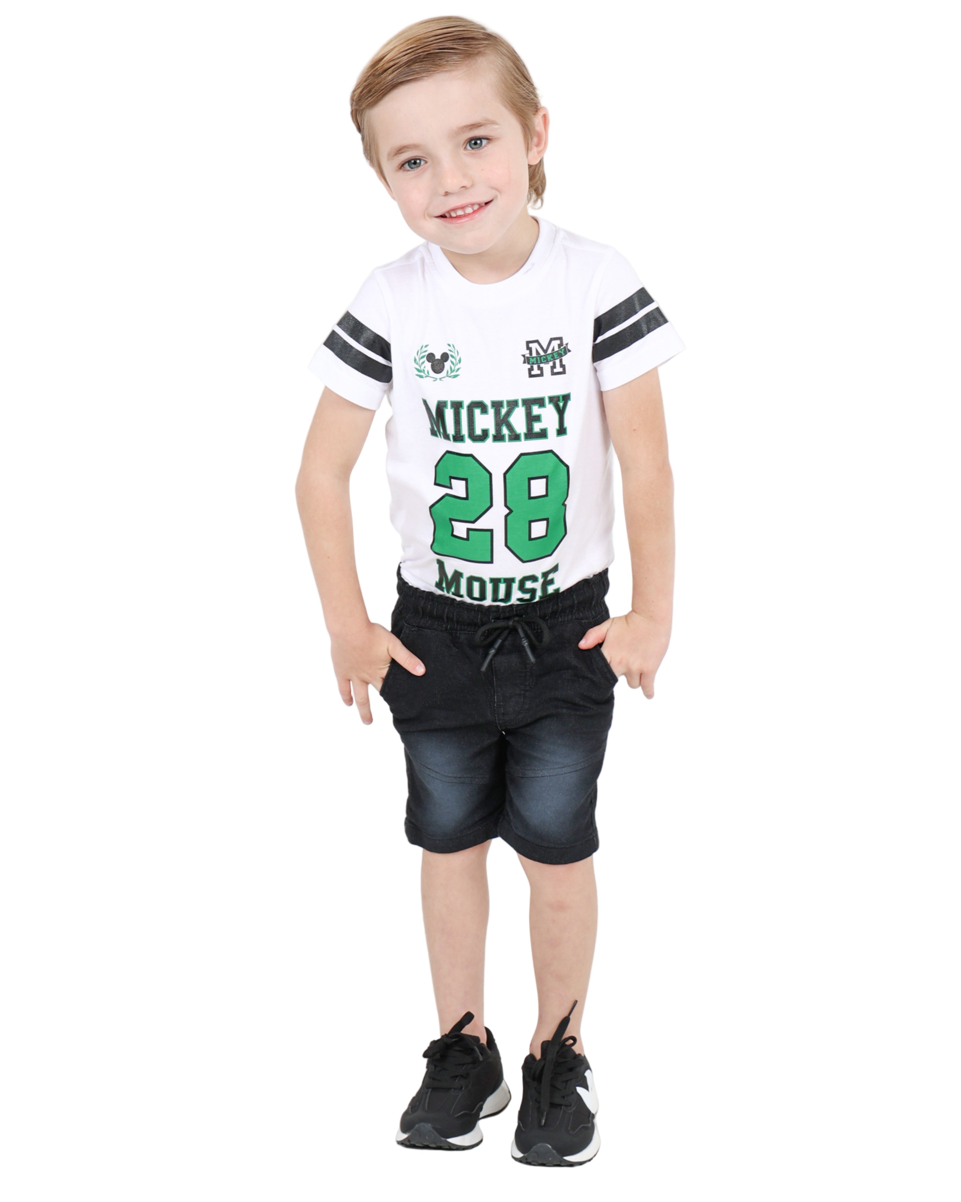 Black Soft Touch Slim Fit Denim Shorts