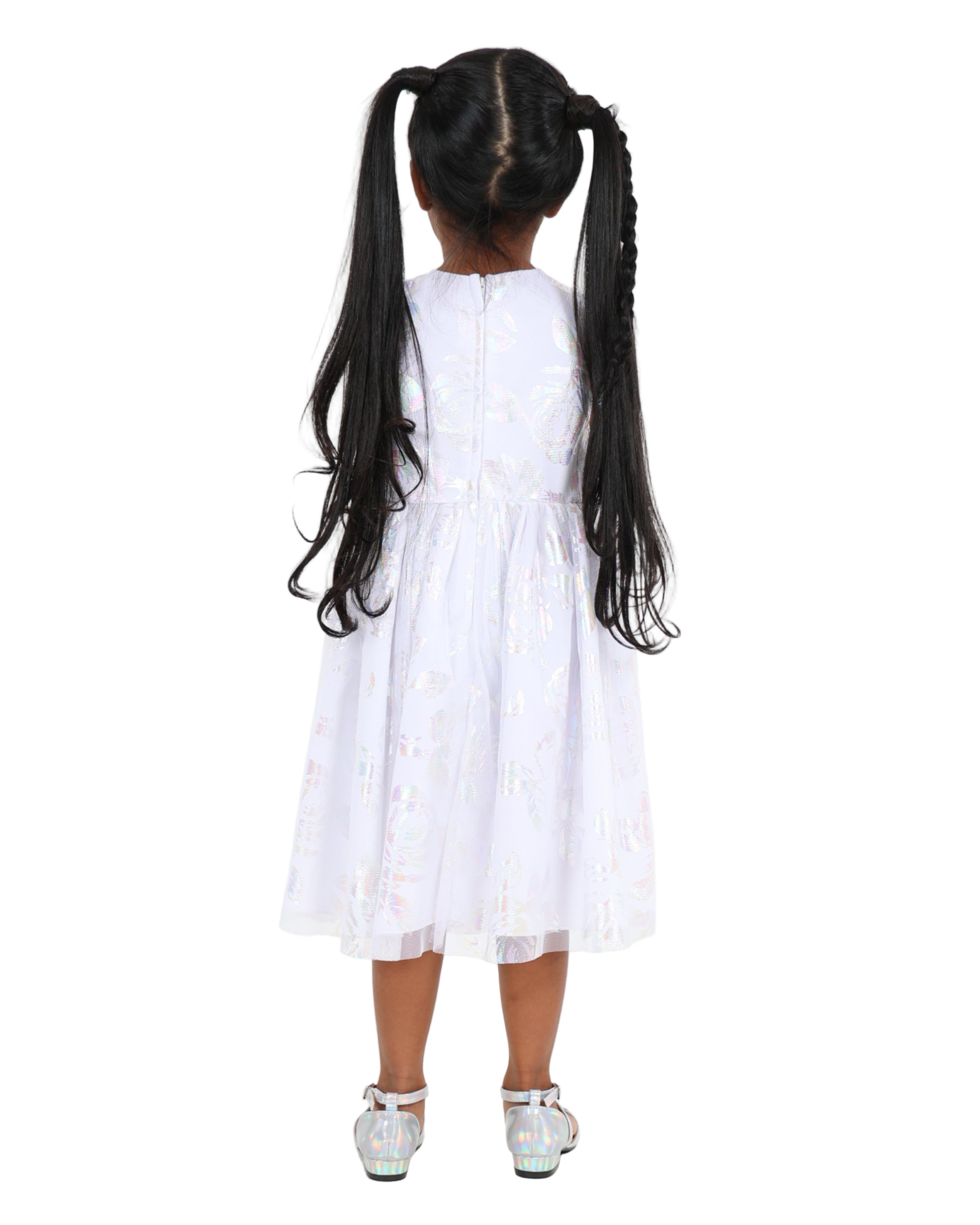 Sleeveless Mother Of Pearl Printed Party Dress