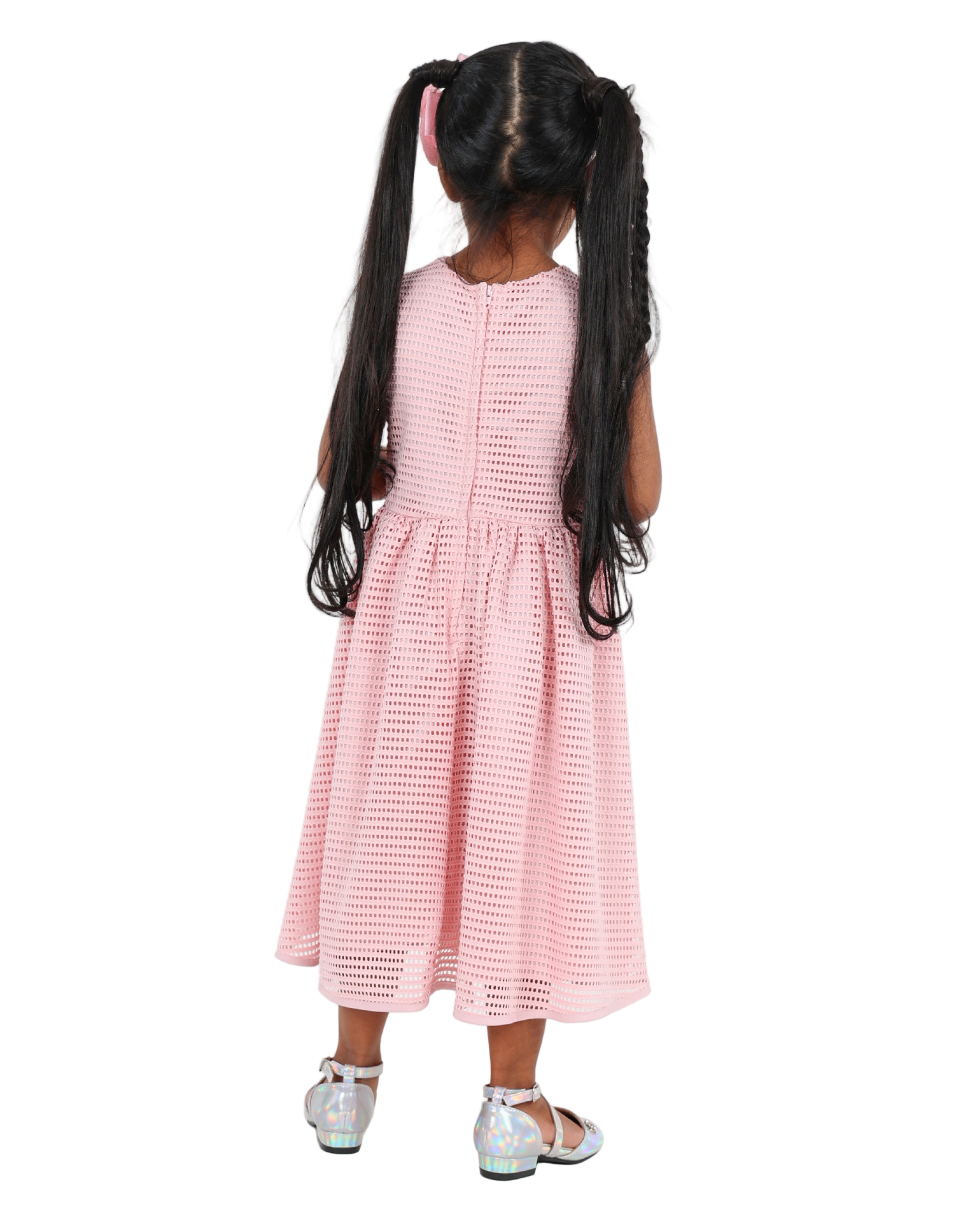 Sleeveless Eyelet Mesh Party Dress