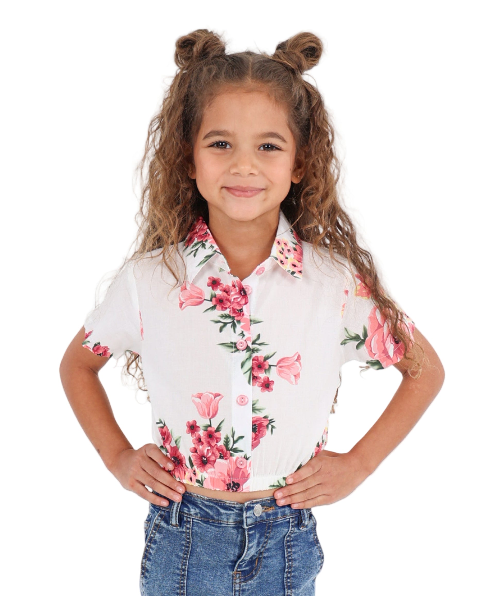 Short Sleeve Floral Print Elasticated Hem Shirt