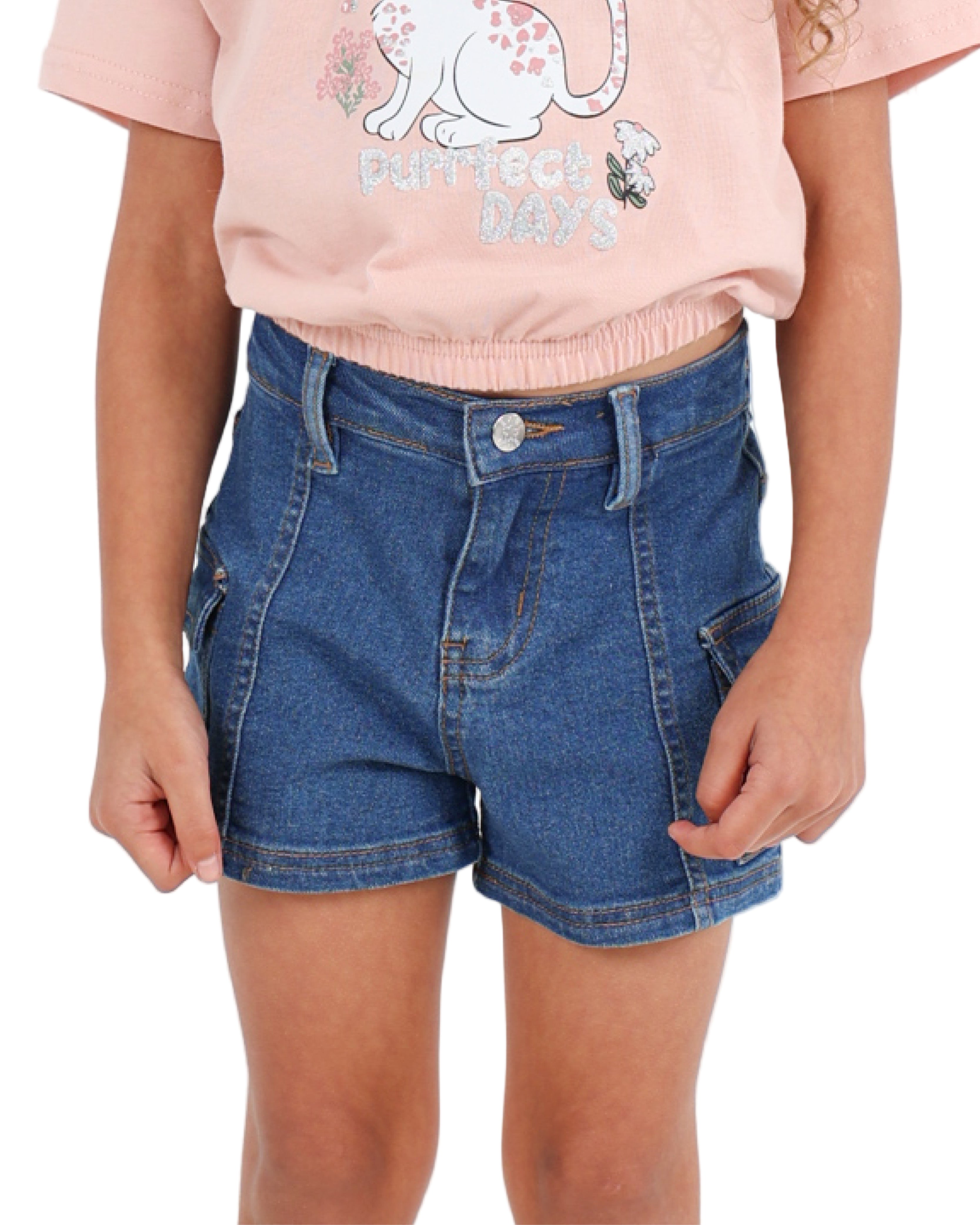 Indigo Denim Cargo Shorts