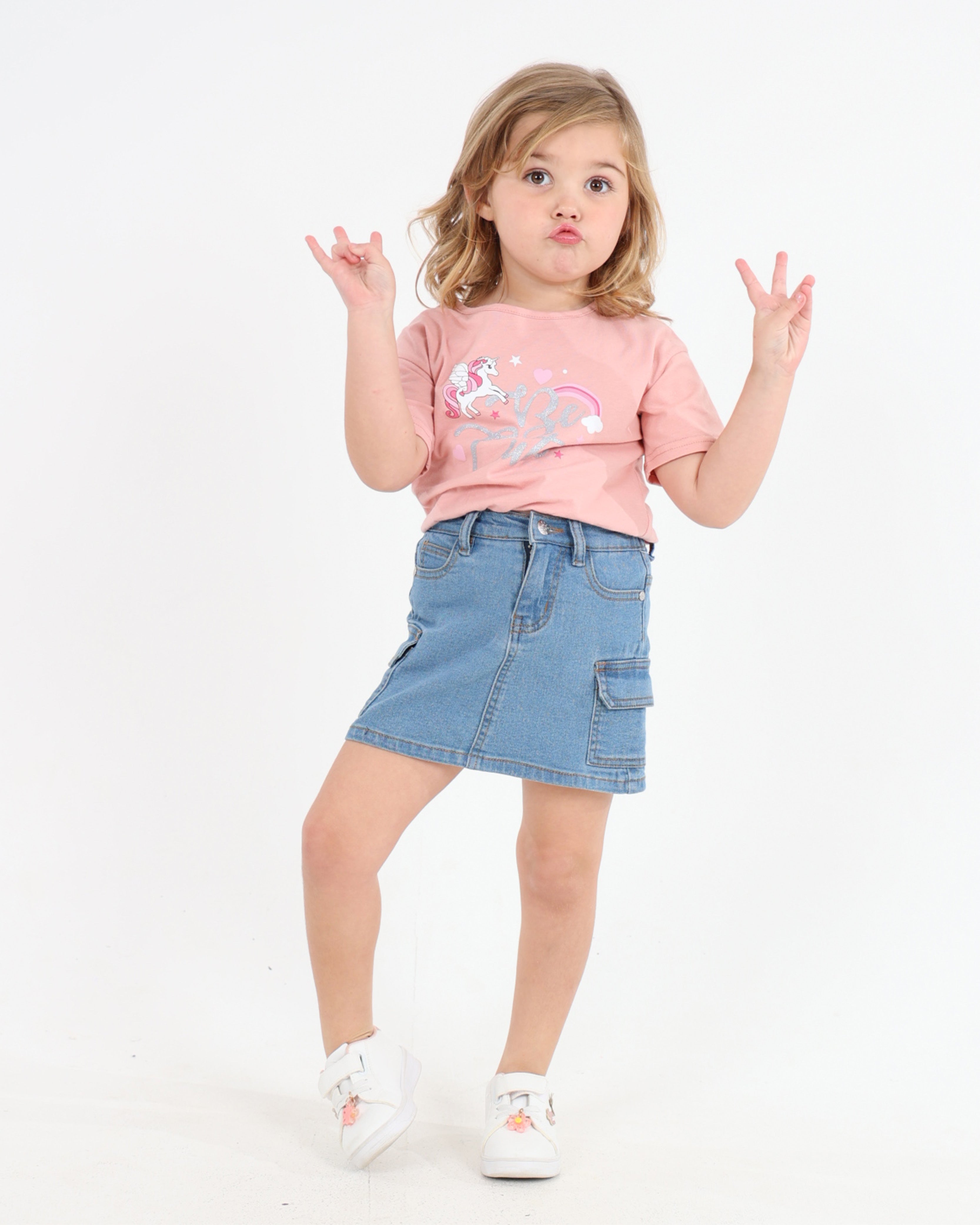 Cargo Denim Stretch Mini Skirt
