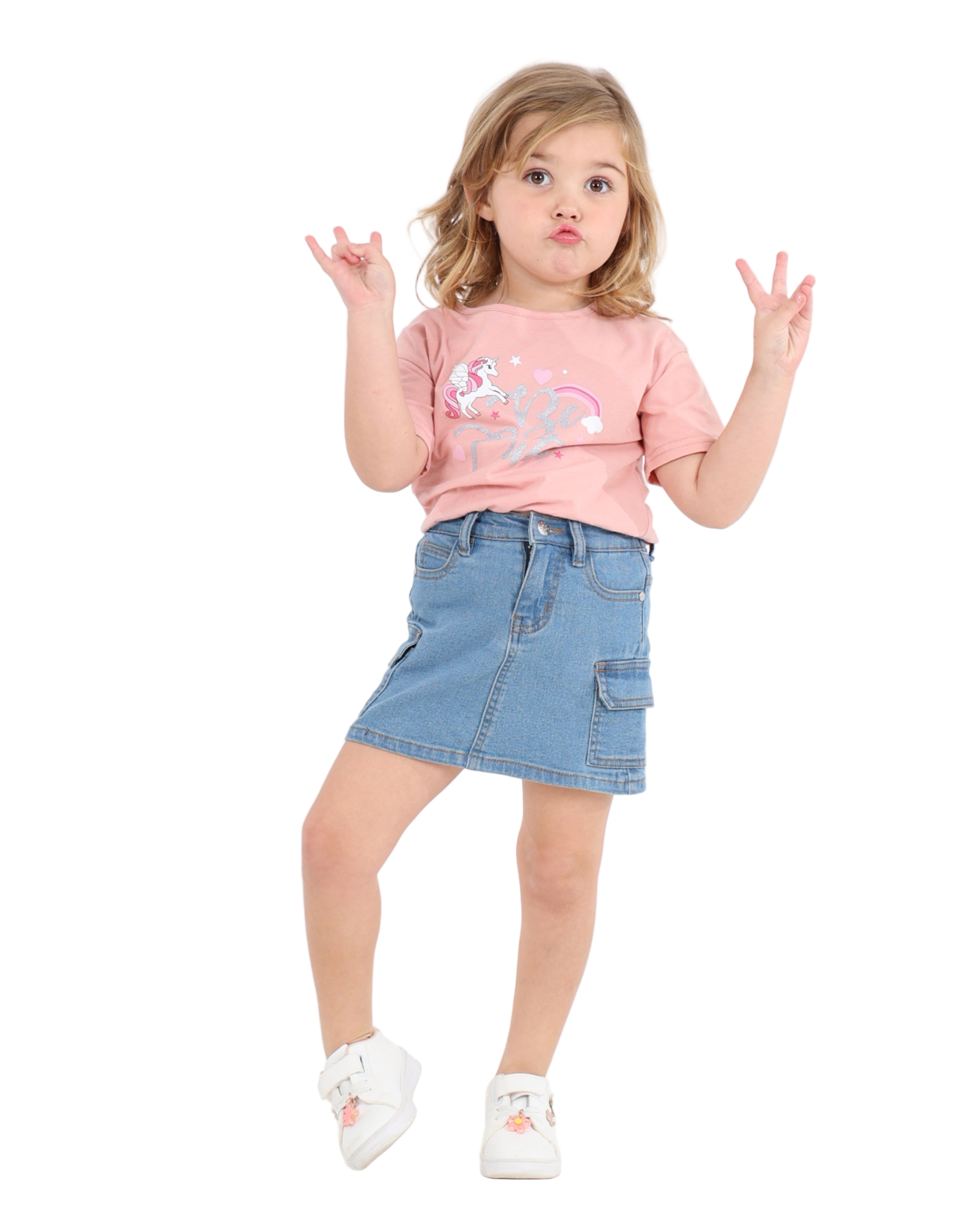 Cargo Denim Stretch Mini Skirt