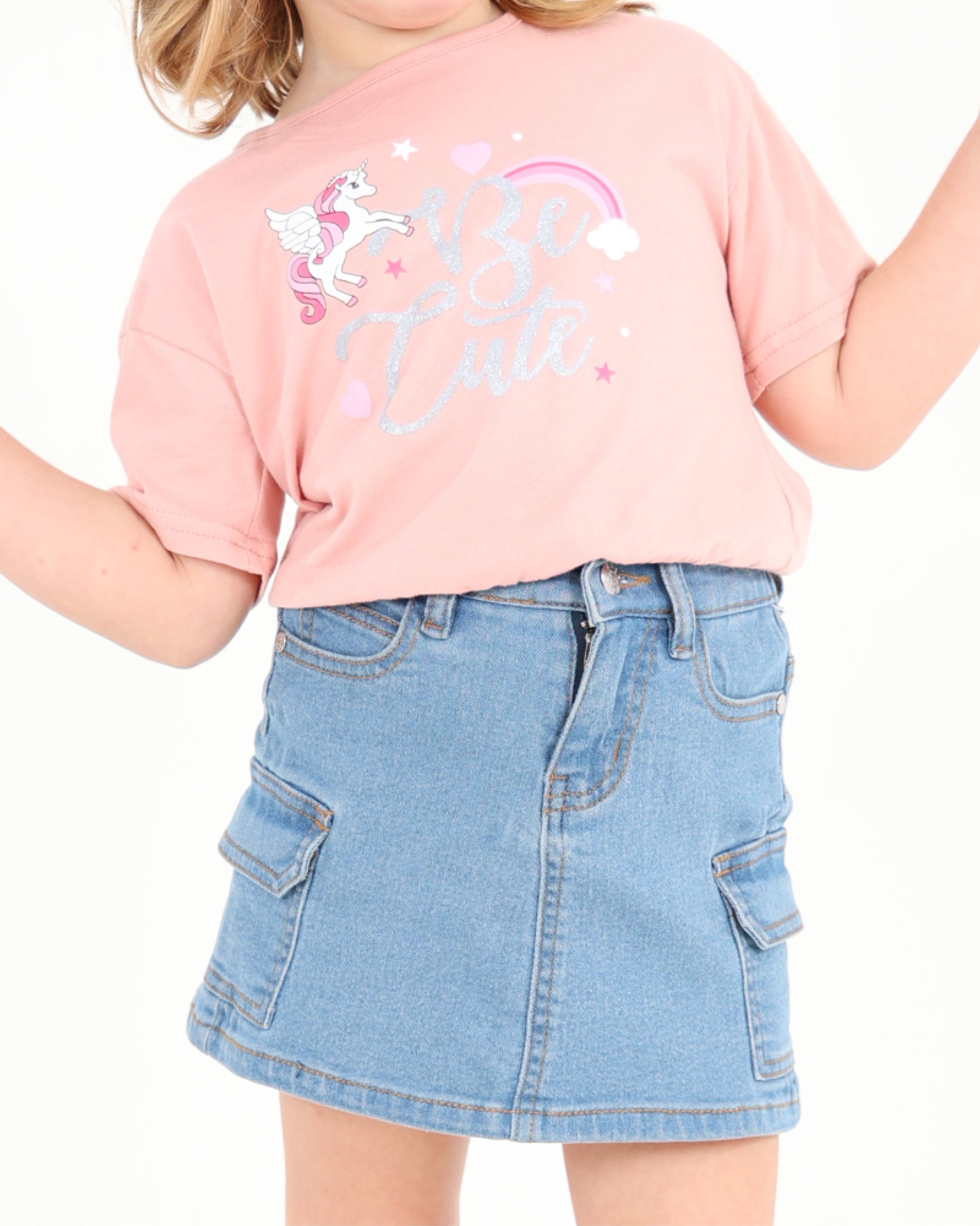 Cargo Denim Stretch Mini Skirt