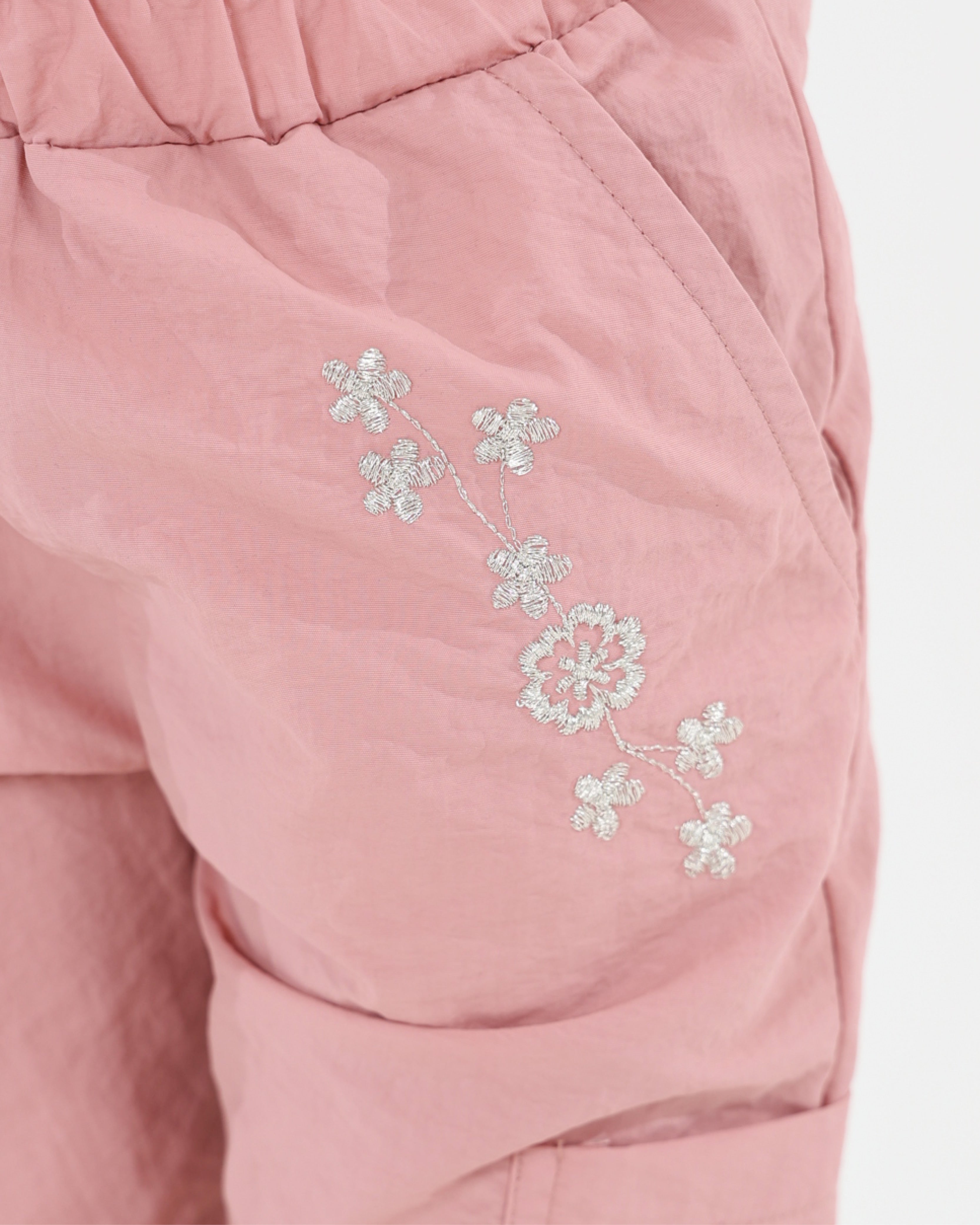 Floral Lurex Embriodered Parachute Jogger