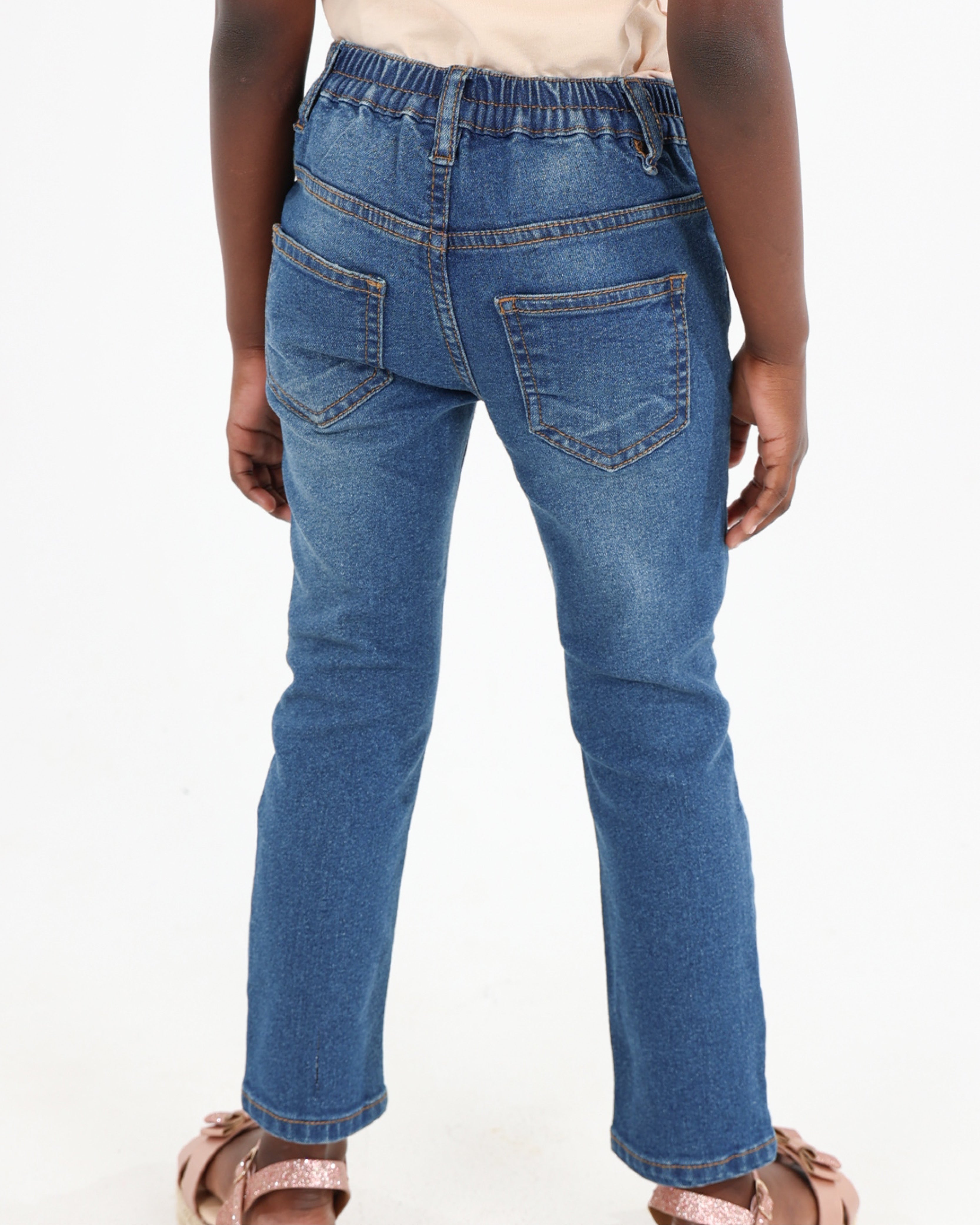 Sandblasted & Whiskered Stretch Skinny Jeans