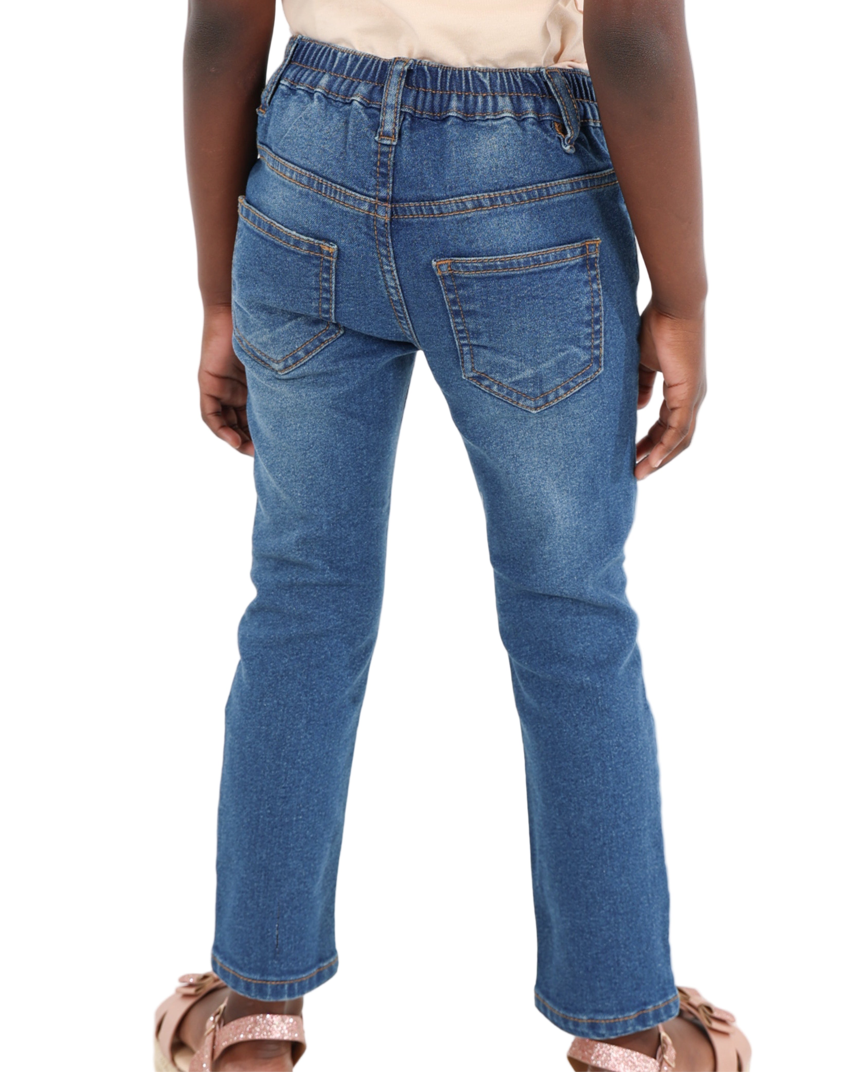 Sandblasted & Whiskered Stretch Skinny Jeans