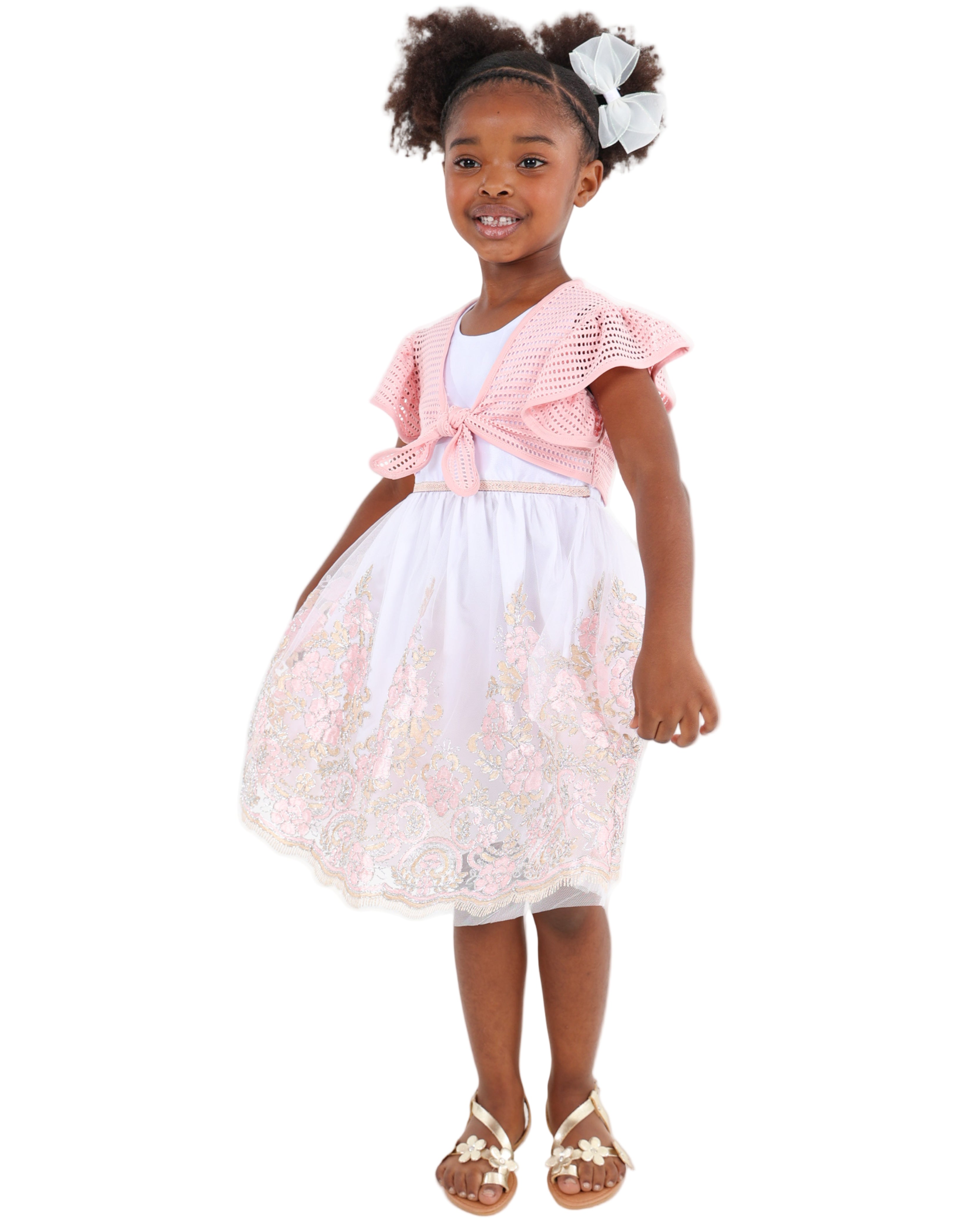 Sleeveless Embroidered Party Dress with Bolero Jacket