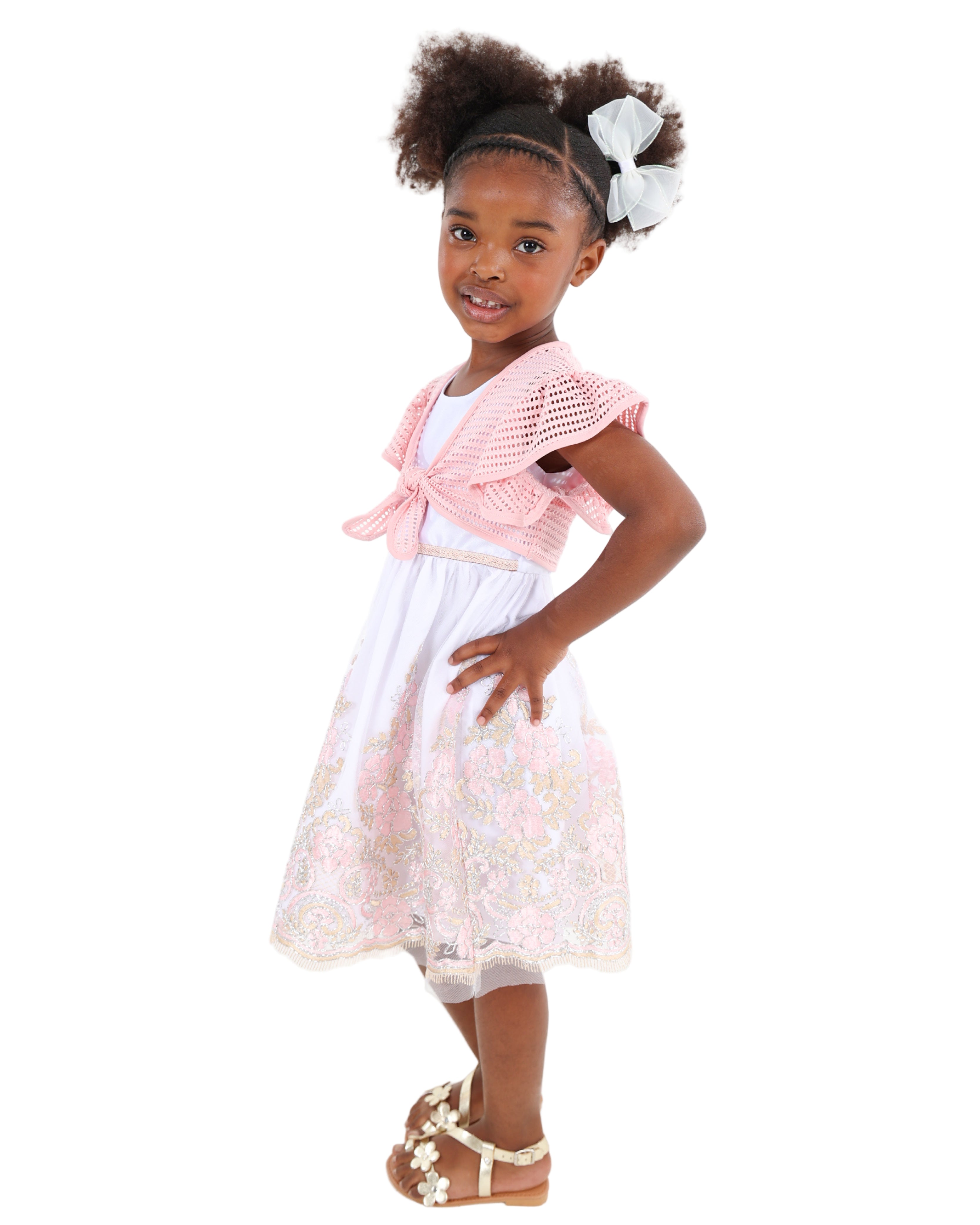 Sleeveless Embroidered Party Dress with Bolero Jacket