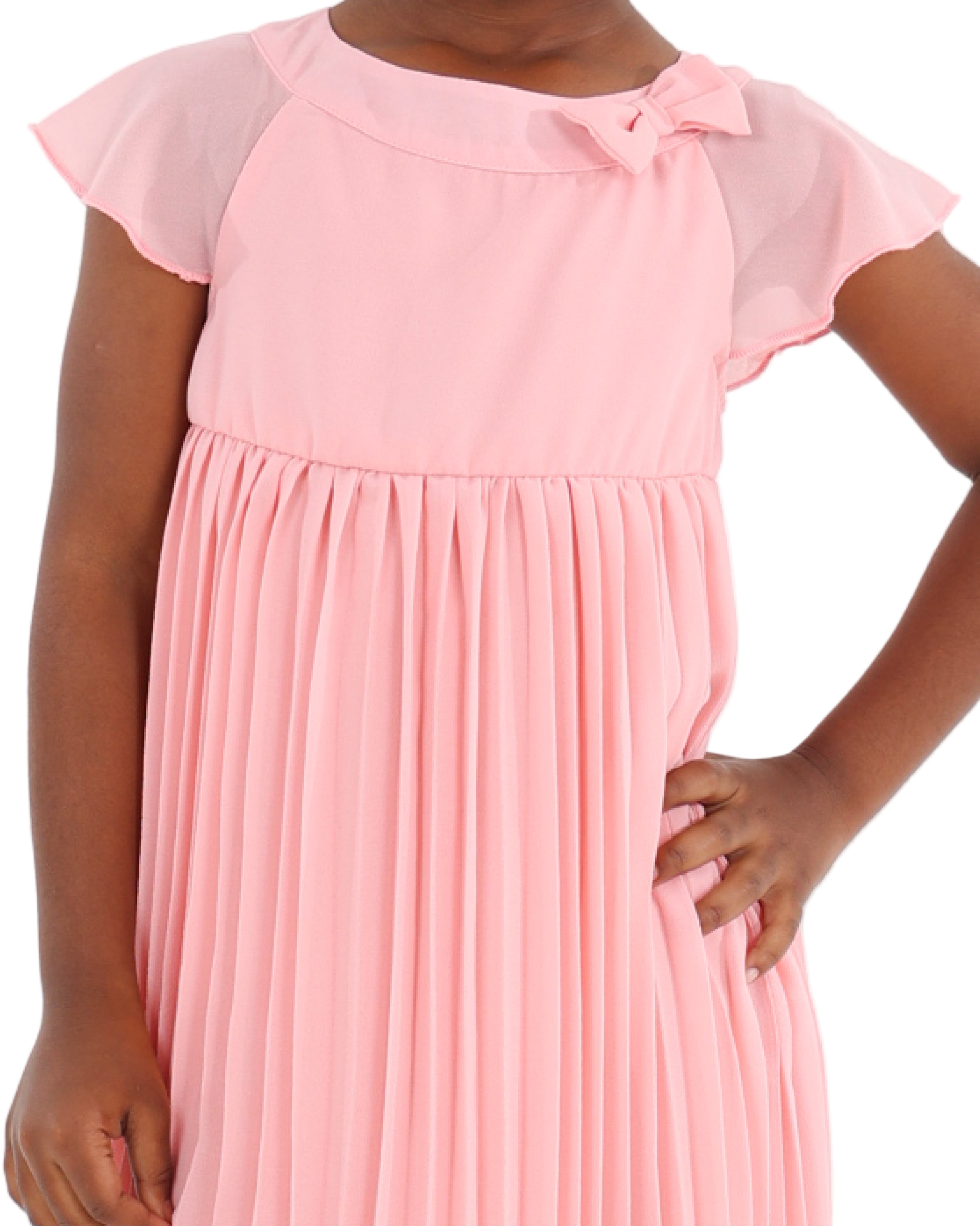 Flutter Sleeve Pleated Party Dress