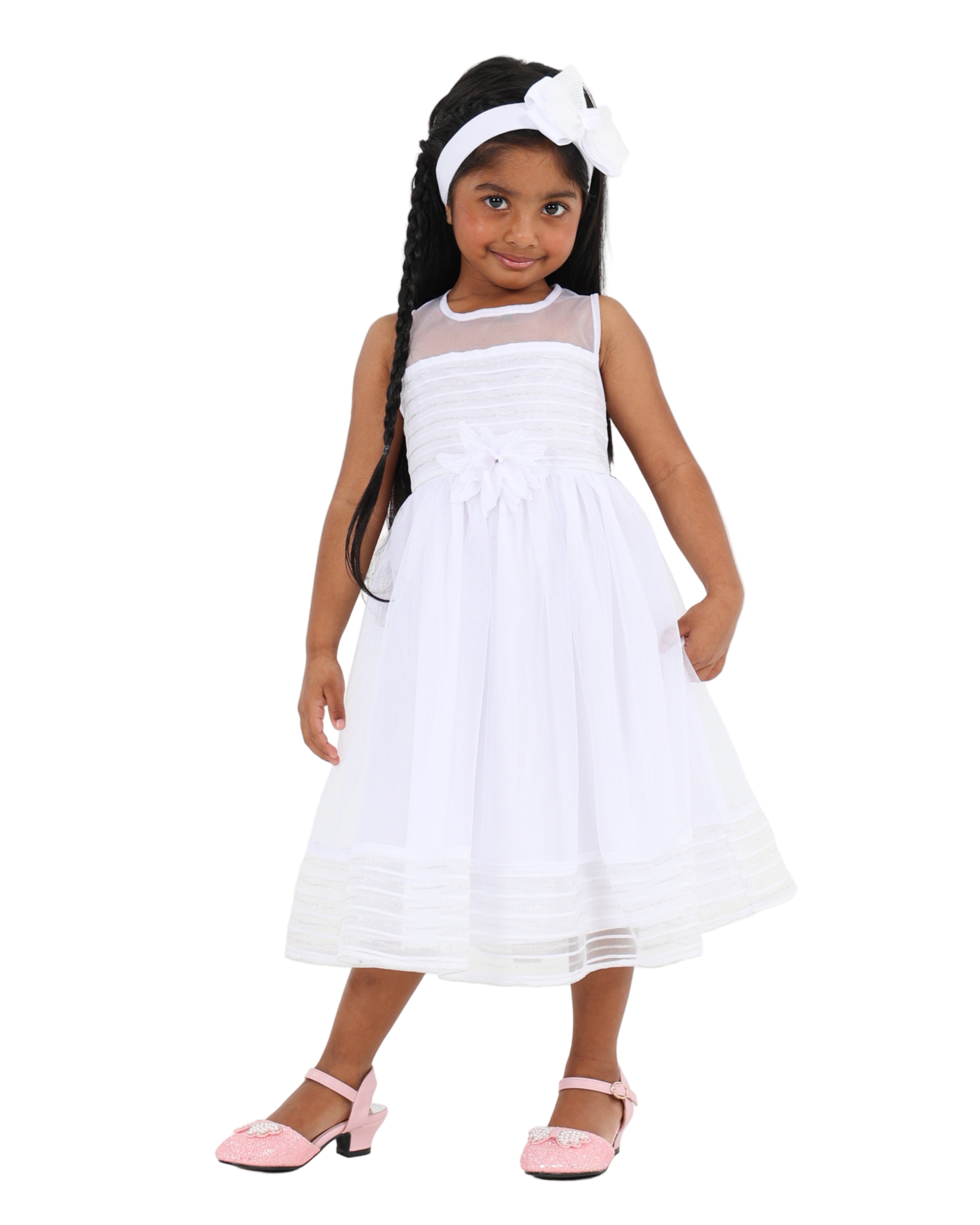 Sleeveless Stripe Organza Party Dress