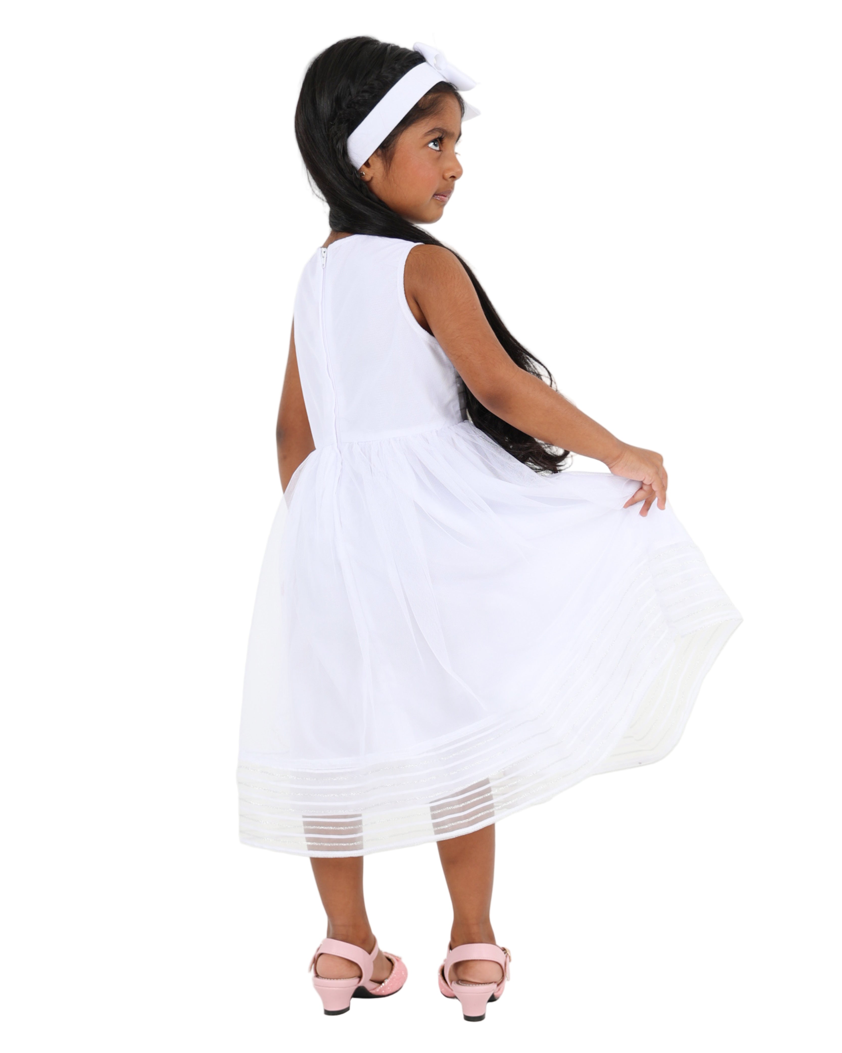 Sleeveless Stripe Organza Party Dress