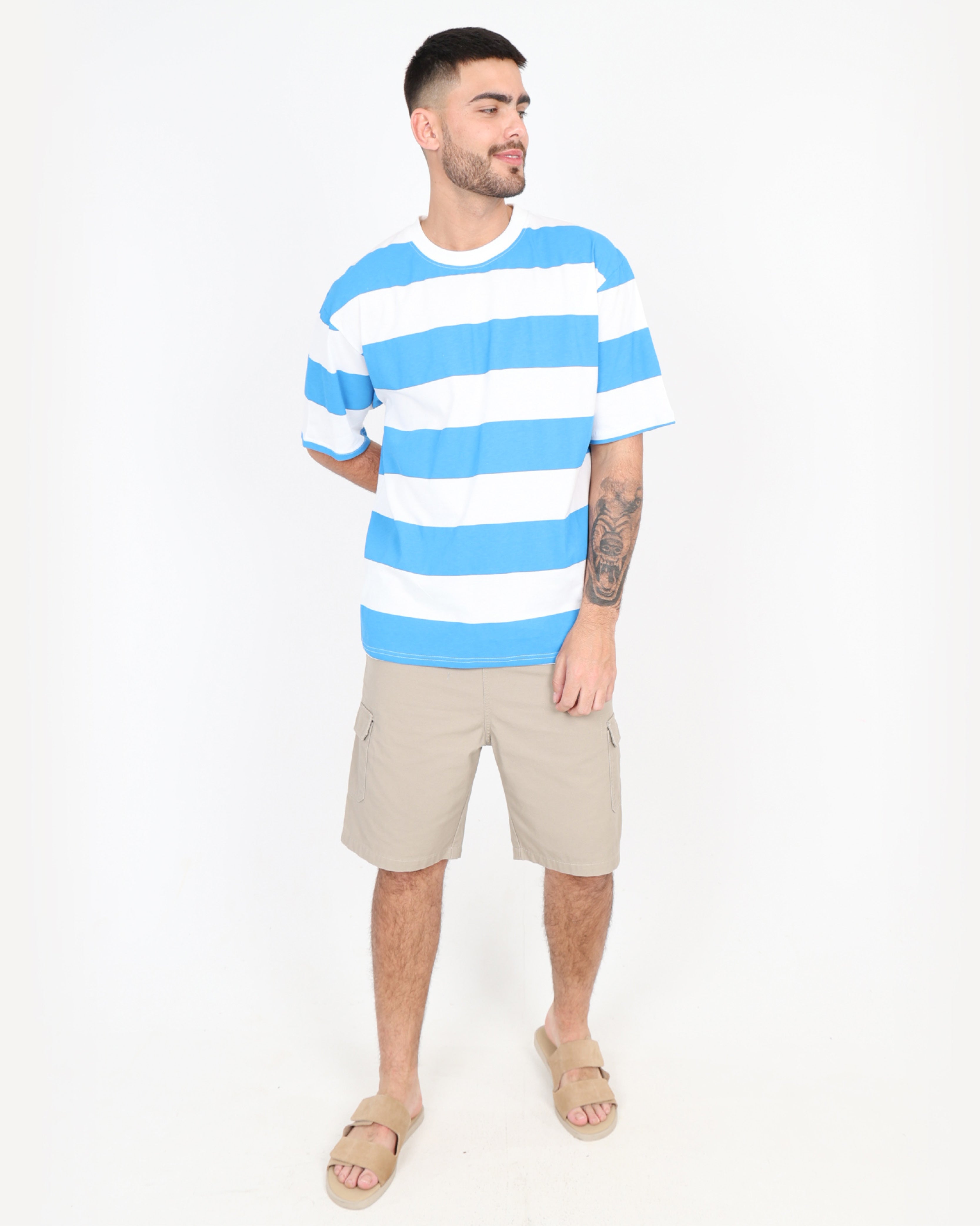Stone Relaxed Fit Elasticated Cargo Short