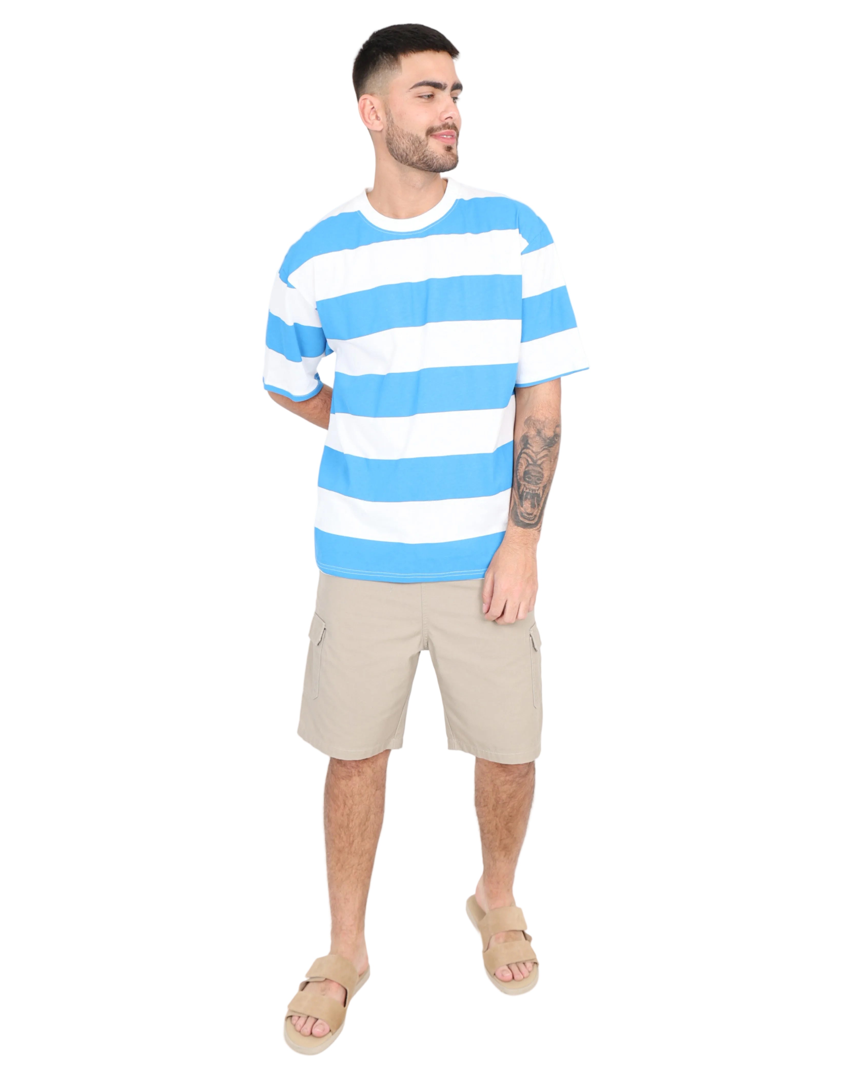 Stone Relaxed Fit Elasticated Cargo Short