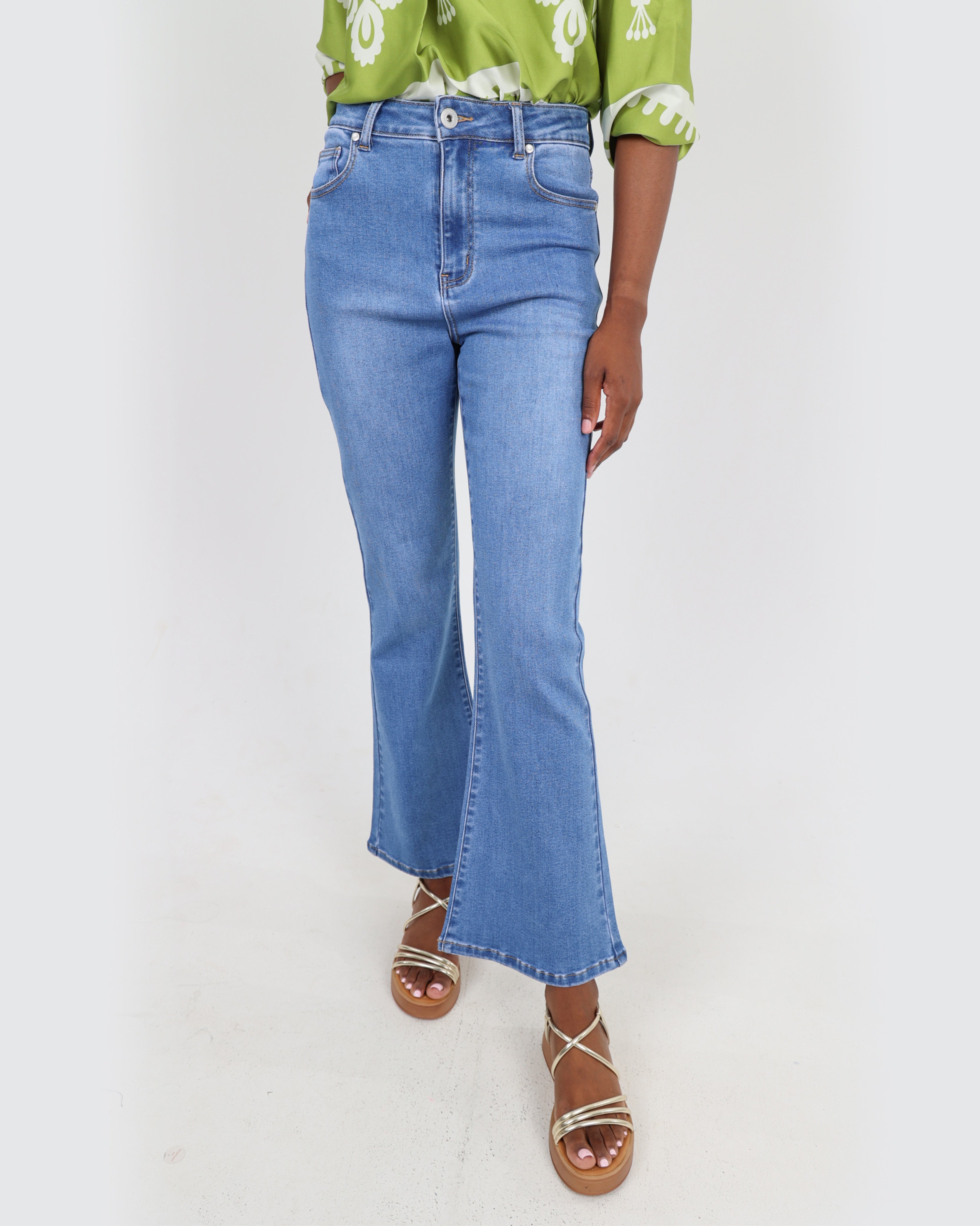 Dark Indigo Flared Denim Jeans