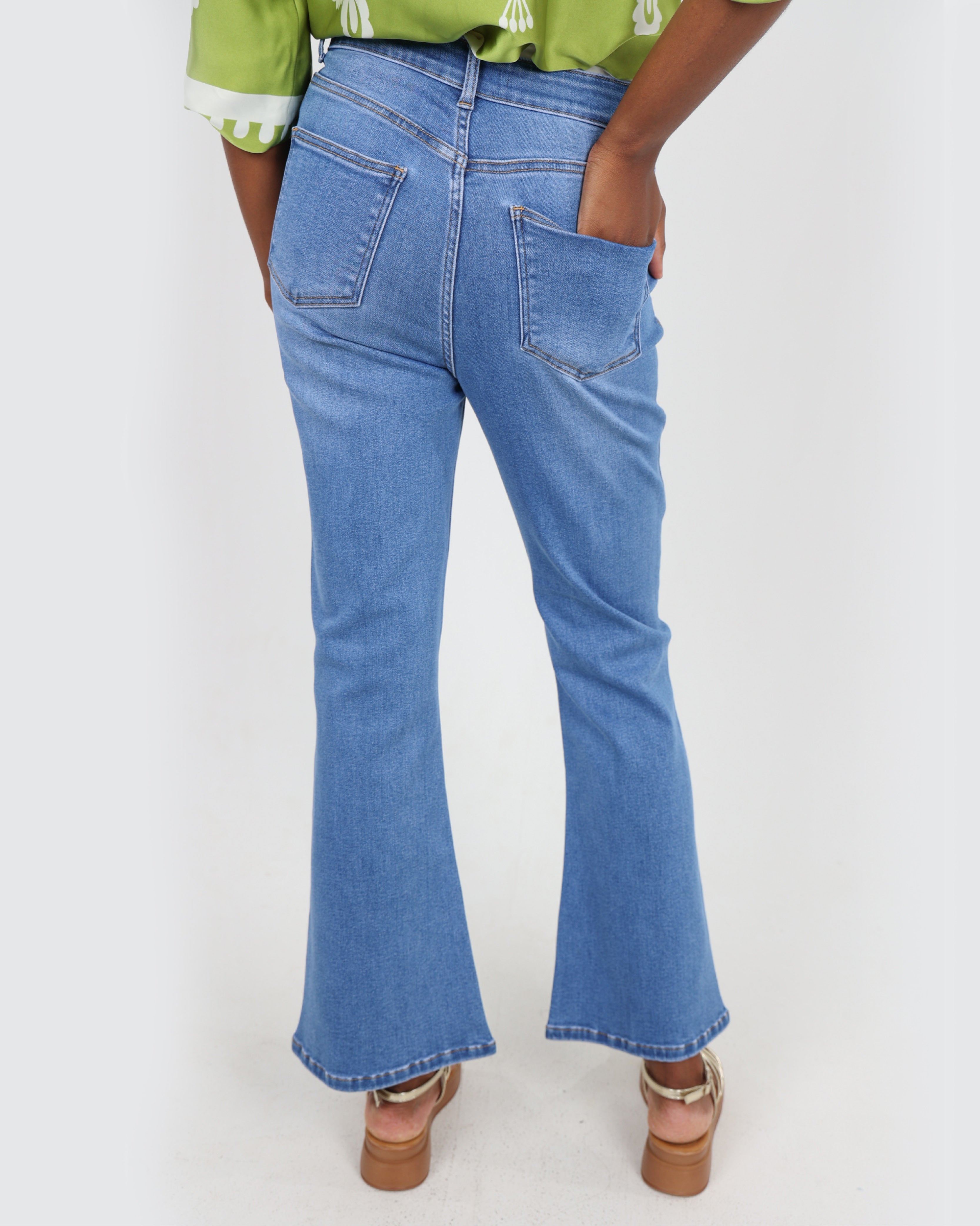 Dark Indigo Flared Denim Jeans