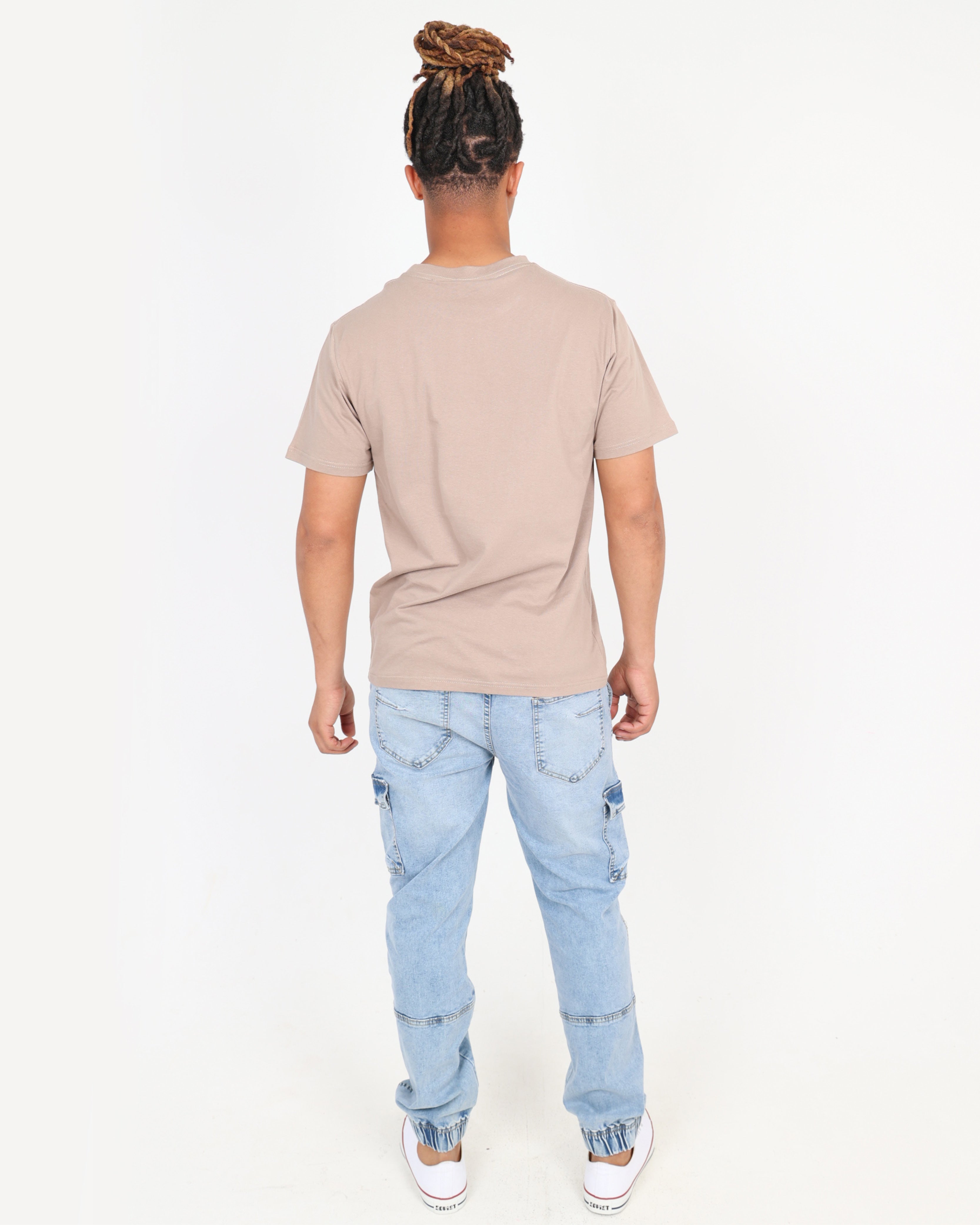Light Indigo Jogger-Style Cargo Jeans