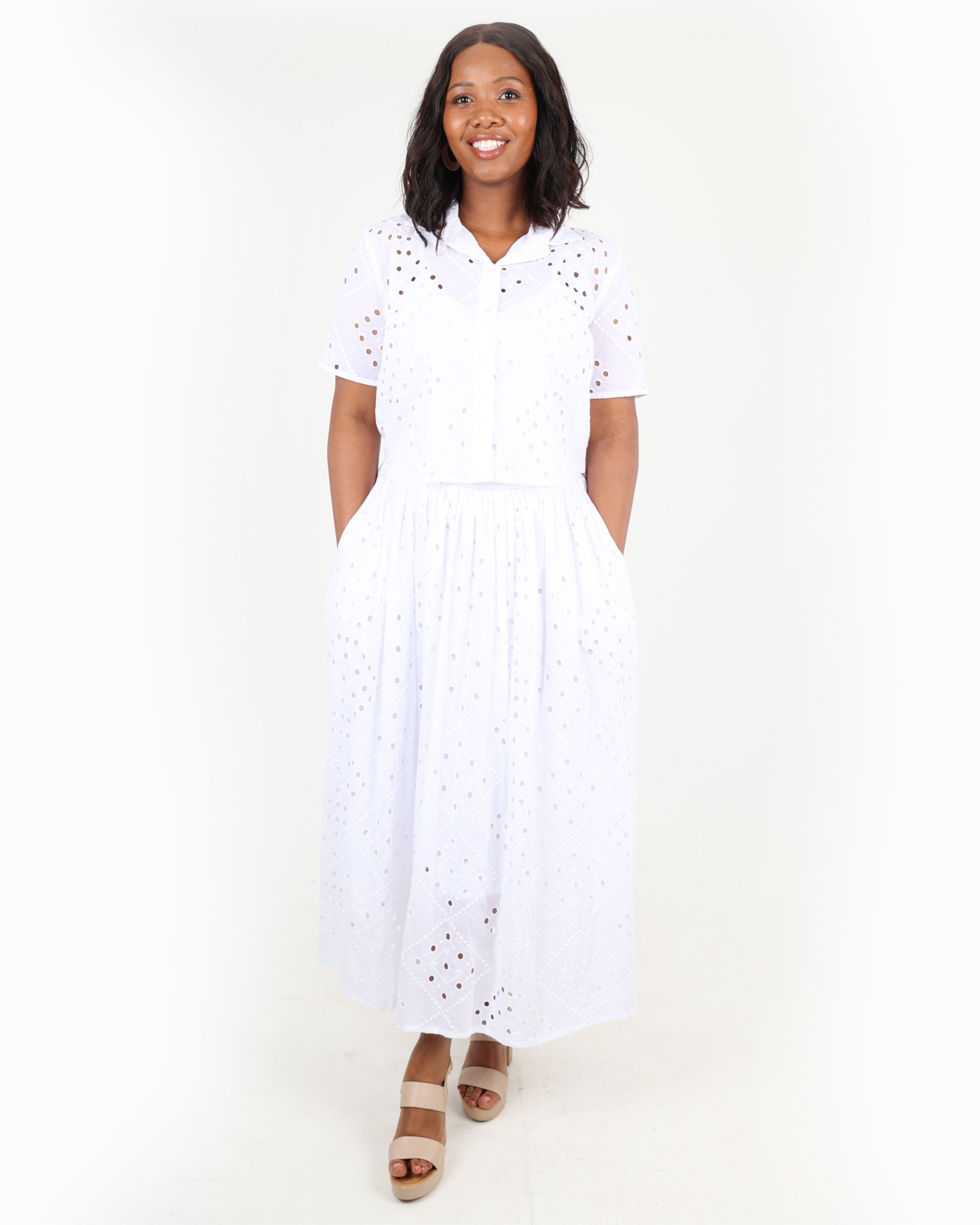 Flared Anglaise Maxi Skirt